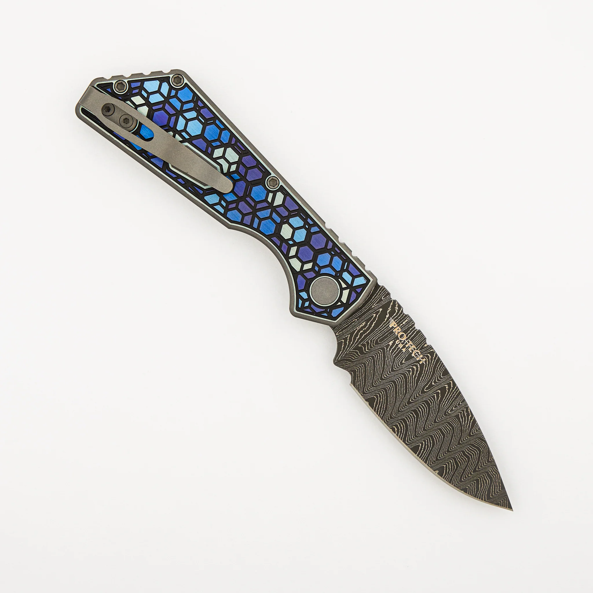 2023 PT+ Custom 009 - "Chipped Metal" Unique Anodized Titanium Handles - Chad Nichols Blade - Custom Ti Clip - Image 2