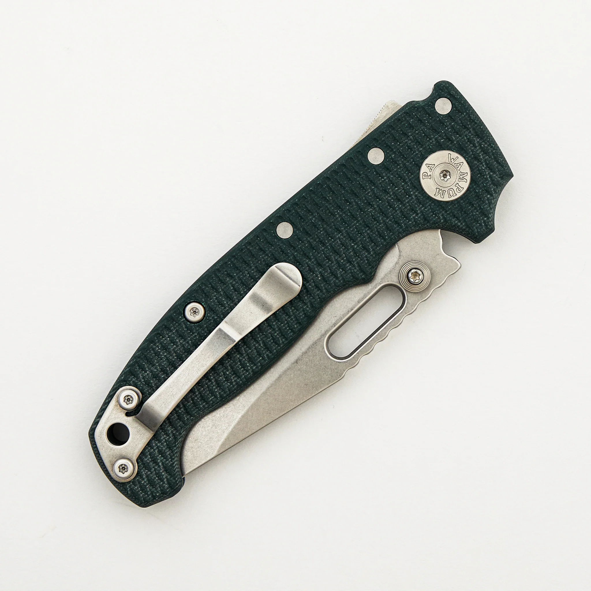 AD20S - Clip Point MagnaCut Blade - Forest Green G10 Handle - Image 4