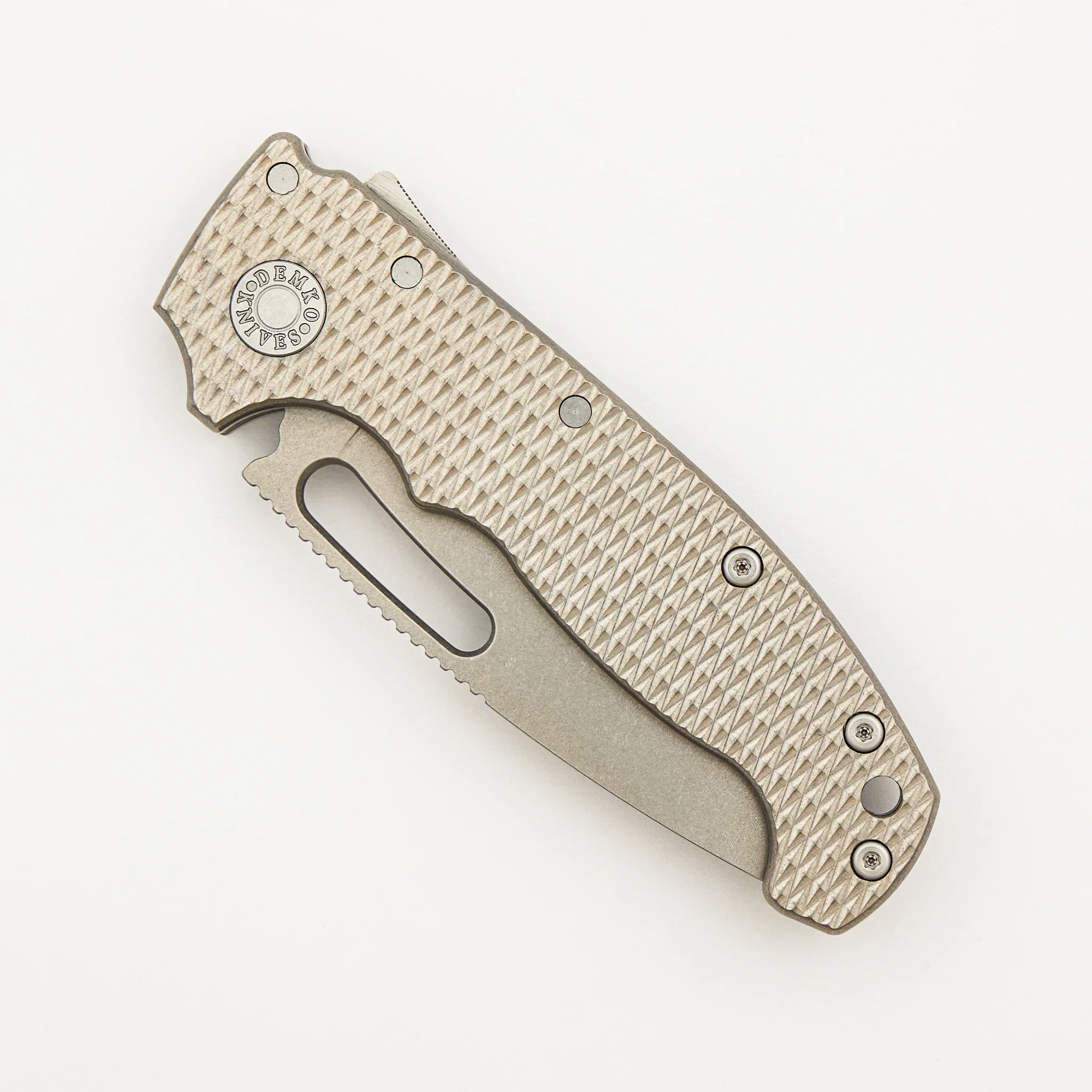 AD20S - Recurve CPM-20CV Blade - Textured Titanium Handle - Image 3