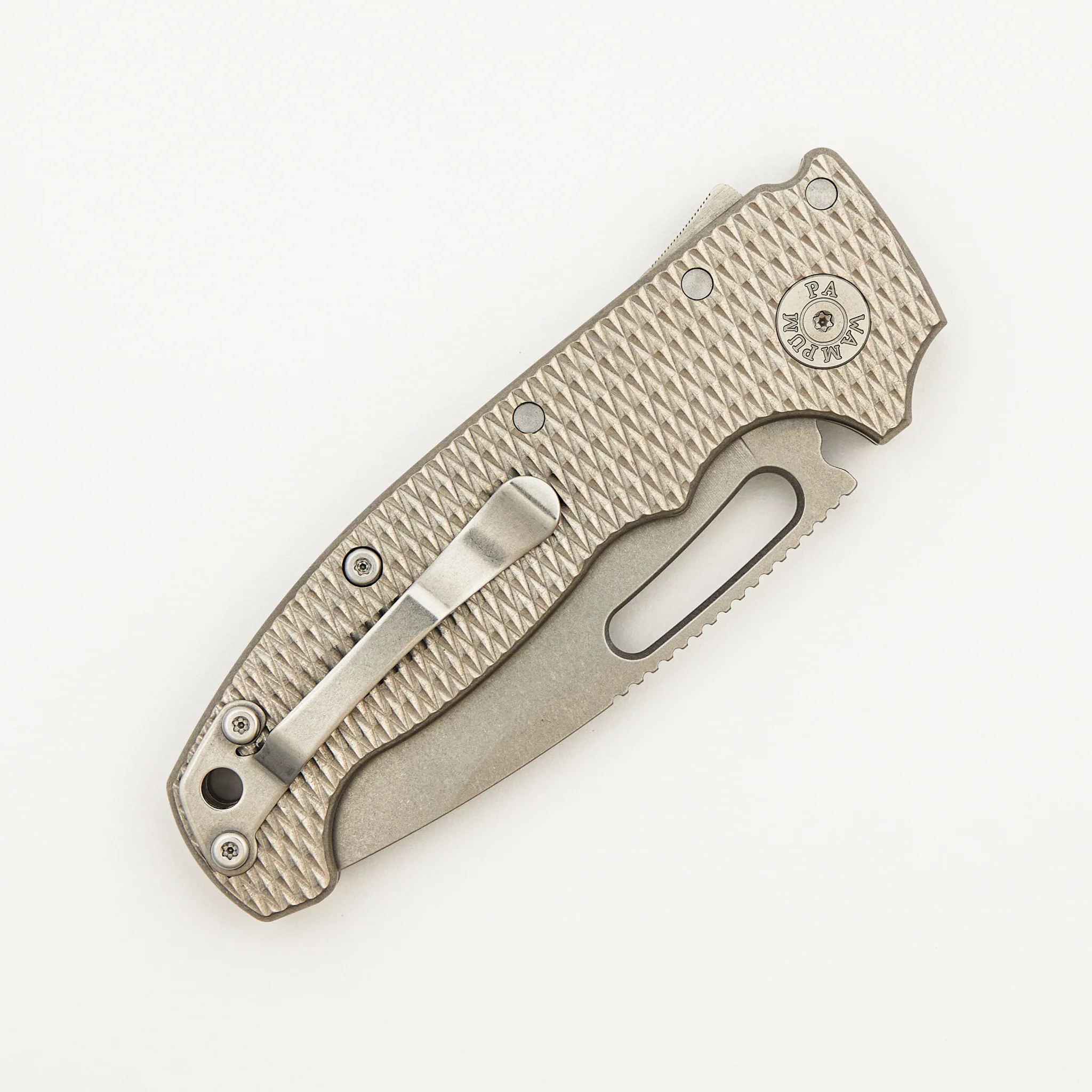 AD20S - Recurve CPM-20CV Blade - Textured Titanium Handle - Image 4
