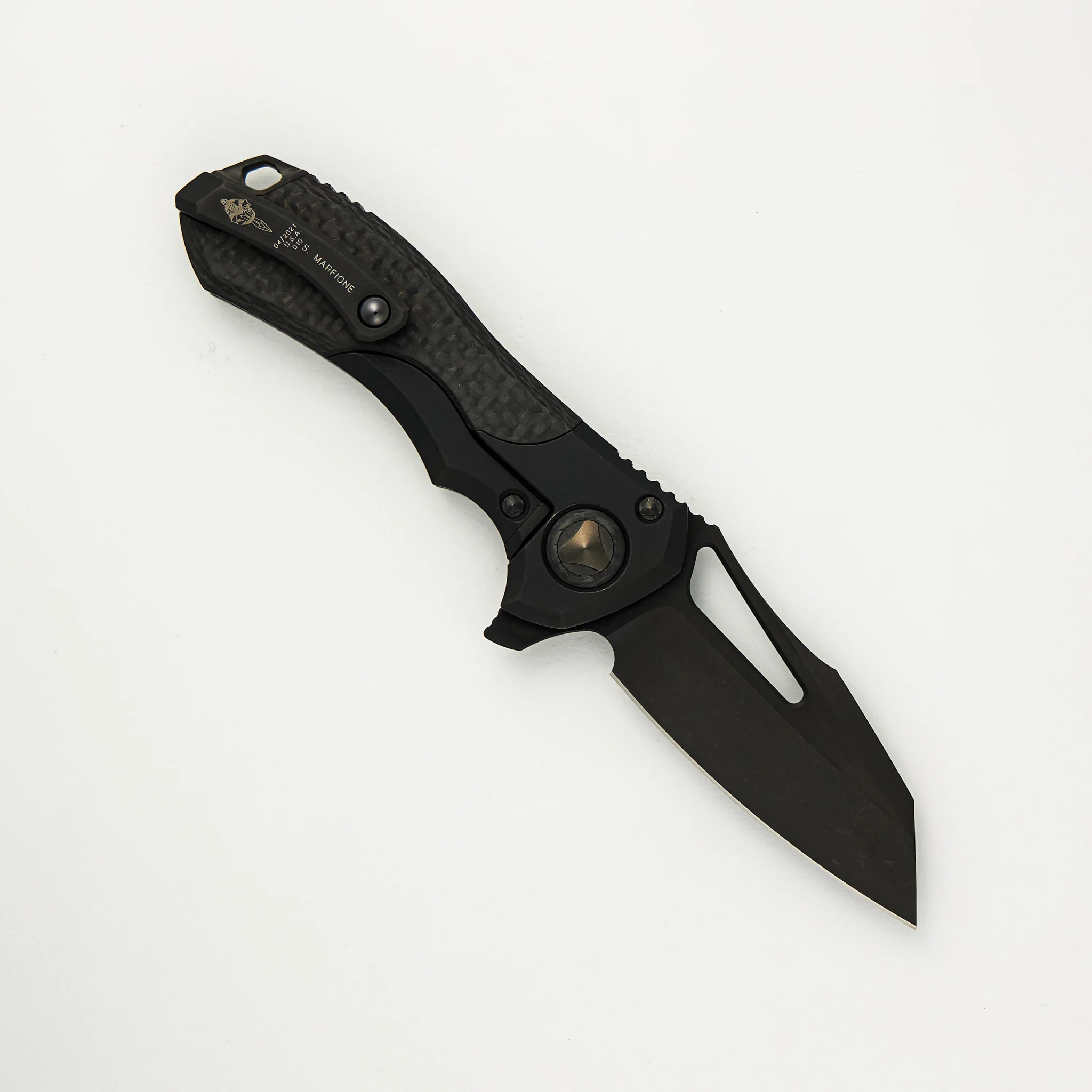 Marfione Custom Knives Protocol - Wharncliffe - CTS-204P Blade - DLC Apocalyptic Titanium and Carbon Fiber Handle - S/N 010 - Image 2