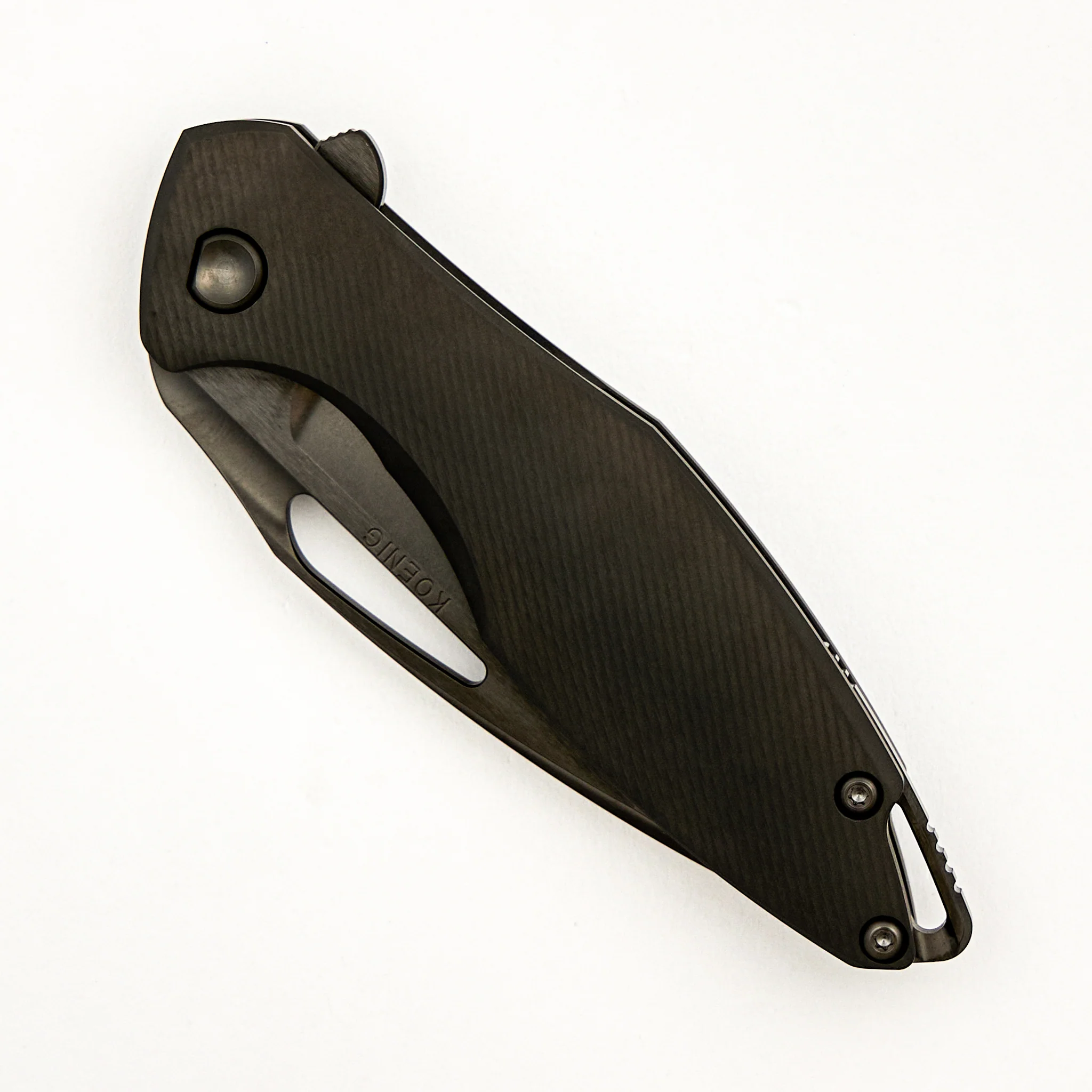 Arius - C-Patterned DLC Titanium Handle - DLC Hardware - DLC Brightwashed W/ Polished Flats M390 Blade - Image 3