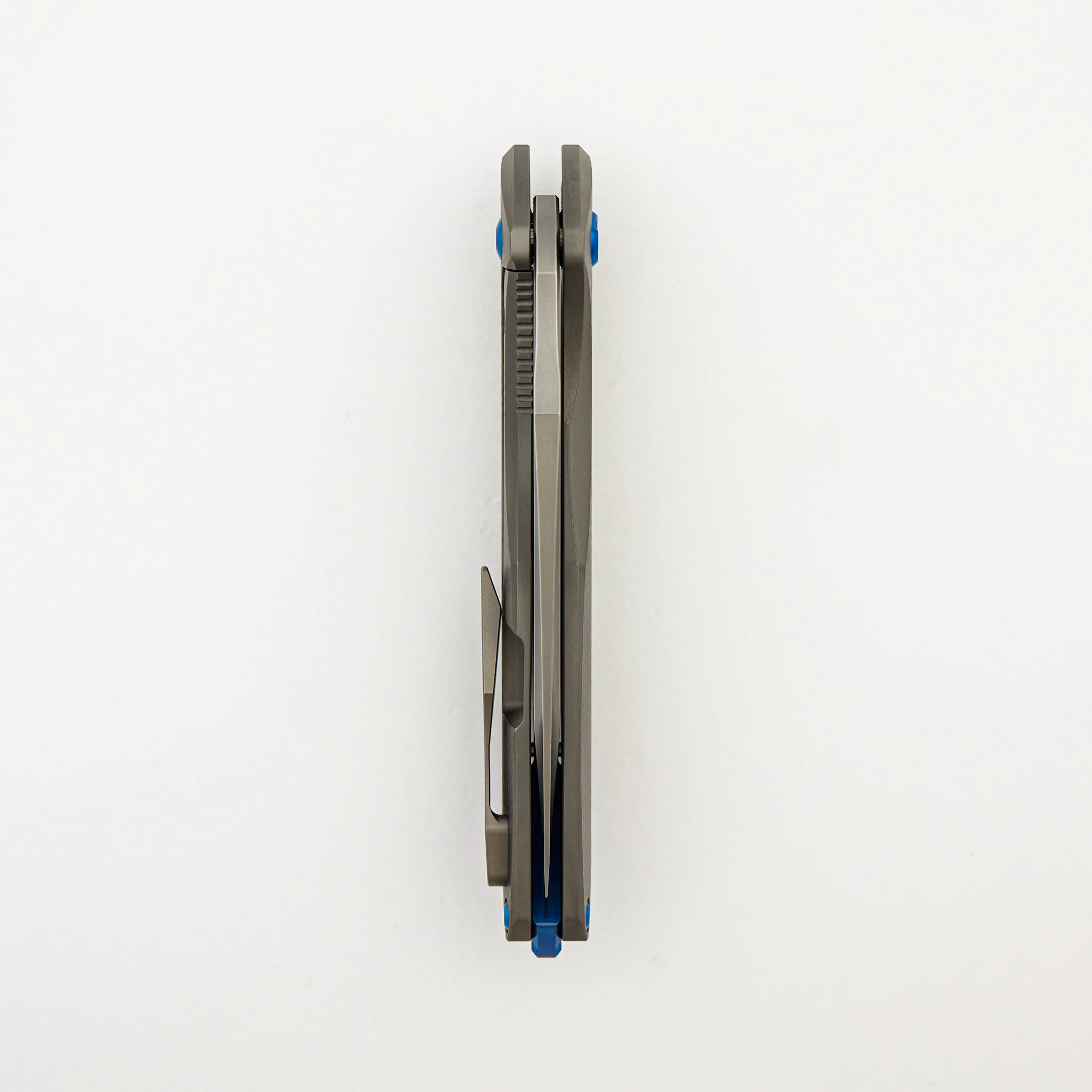Arius - Corda Titanium Handle - Blue Hardware - Burnished W/ Polished Flats M398 Blade - Image 5