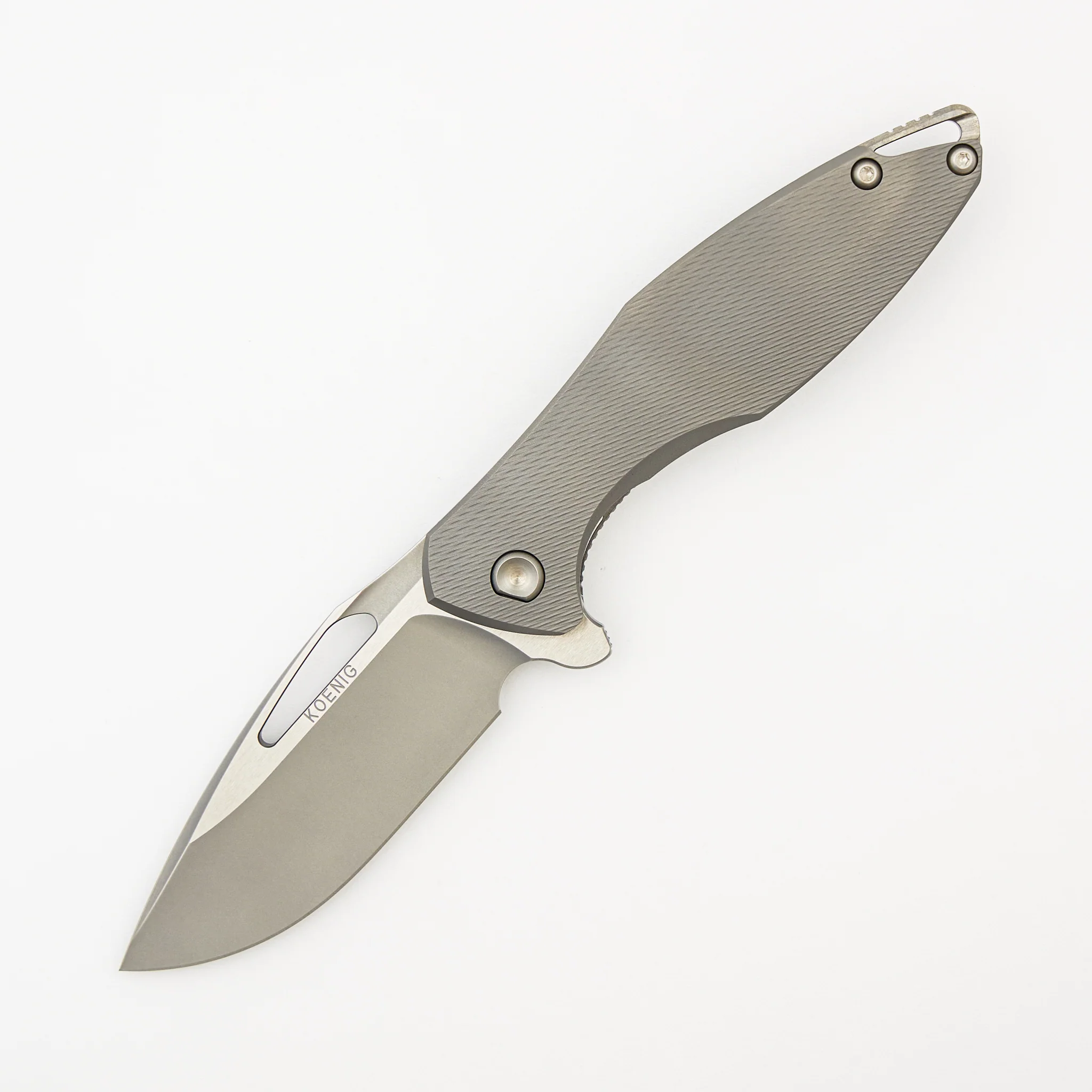 Arius - Corda Titanium Handle - Silver Hardware - Burnished W/ Polished Flats M398 Blade