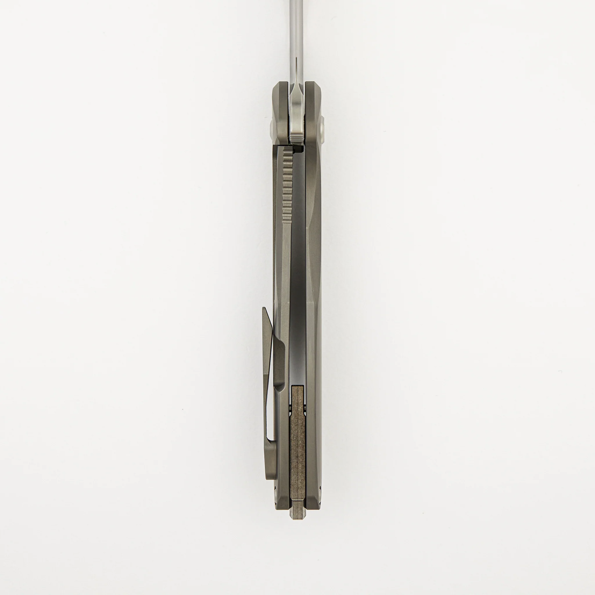 Arius - Smooth Titanium Handle - Silver Hardware - Burnished W/ Polished Flats M390 Blade - Image 6