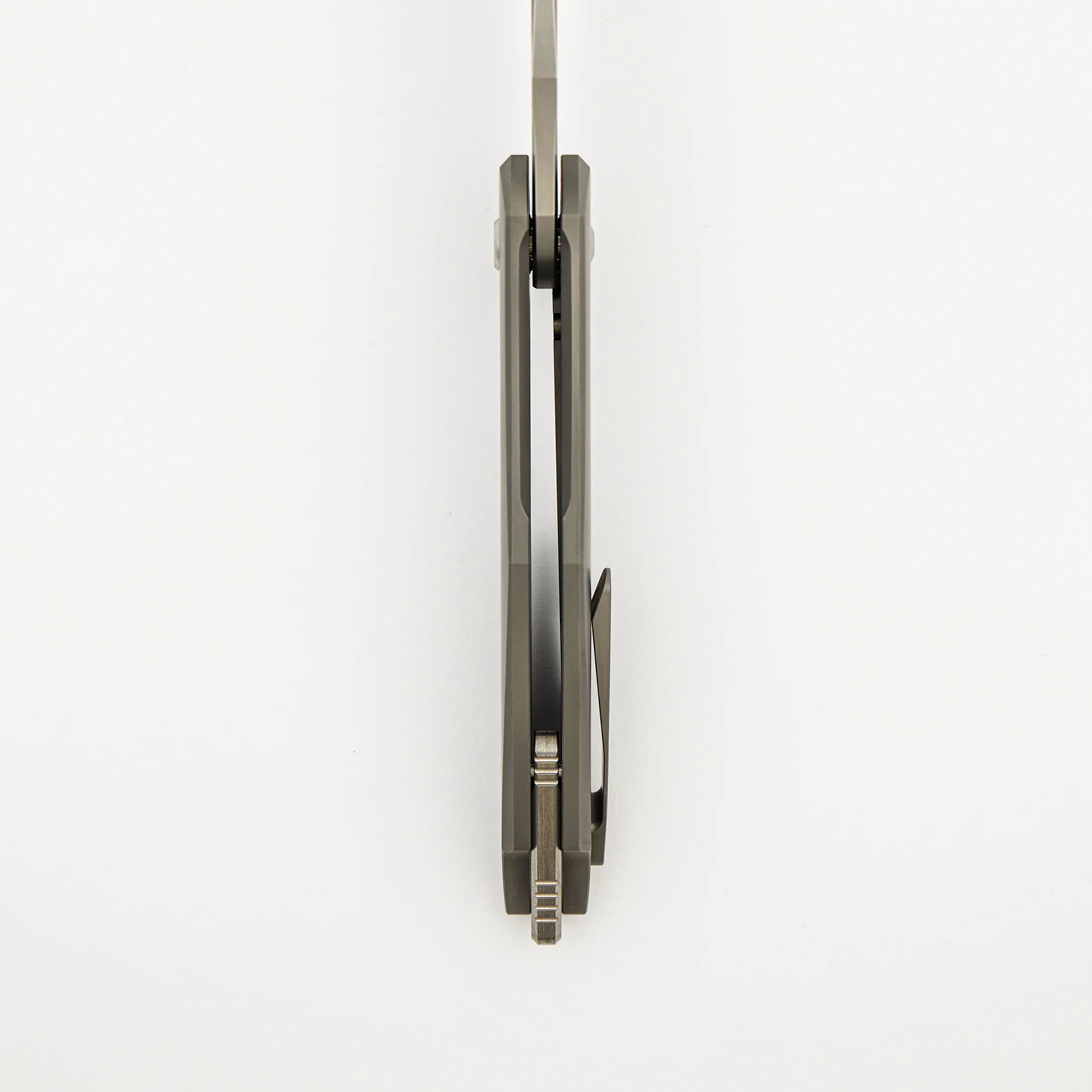 Arius - Smooth Titanium Handle - Silver Hardware - Burnished W/ Polished Flats M390 Blade - Image 7