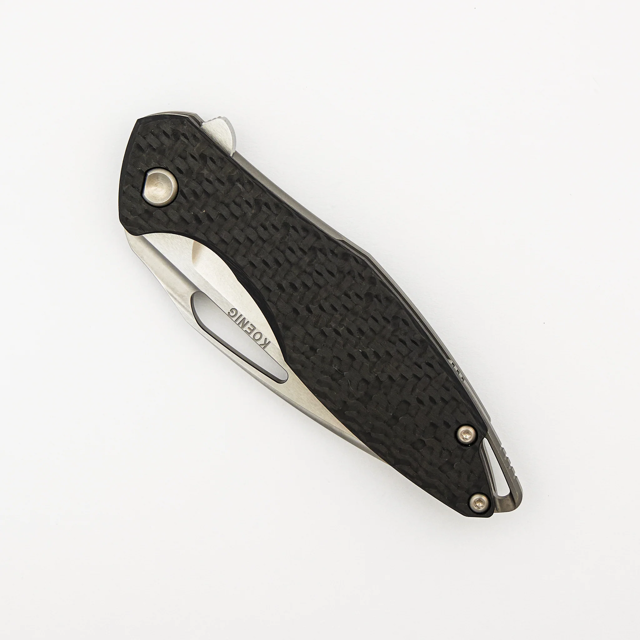 Arius - Titanium/Smooth Carbon Fiber Handle - Brightwashed W/ Polished Flats M390 Blade - Image 3