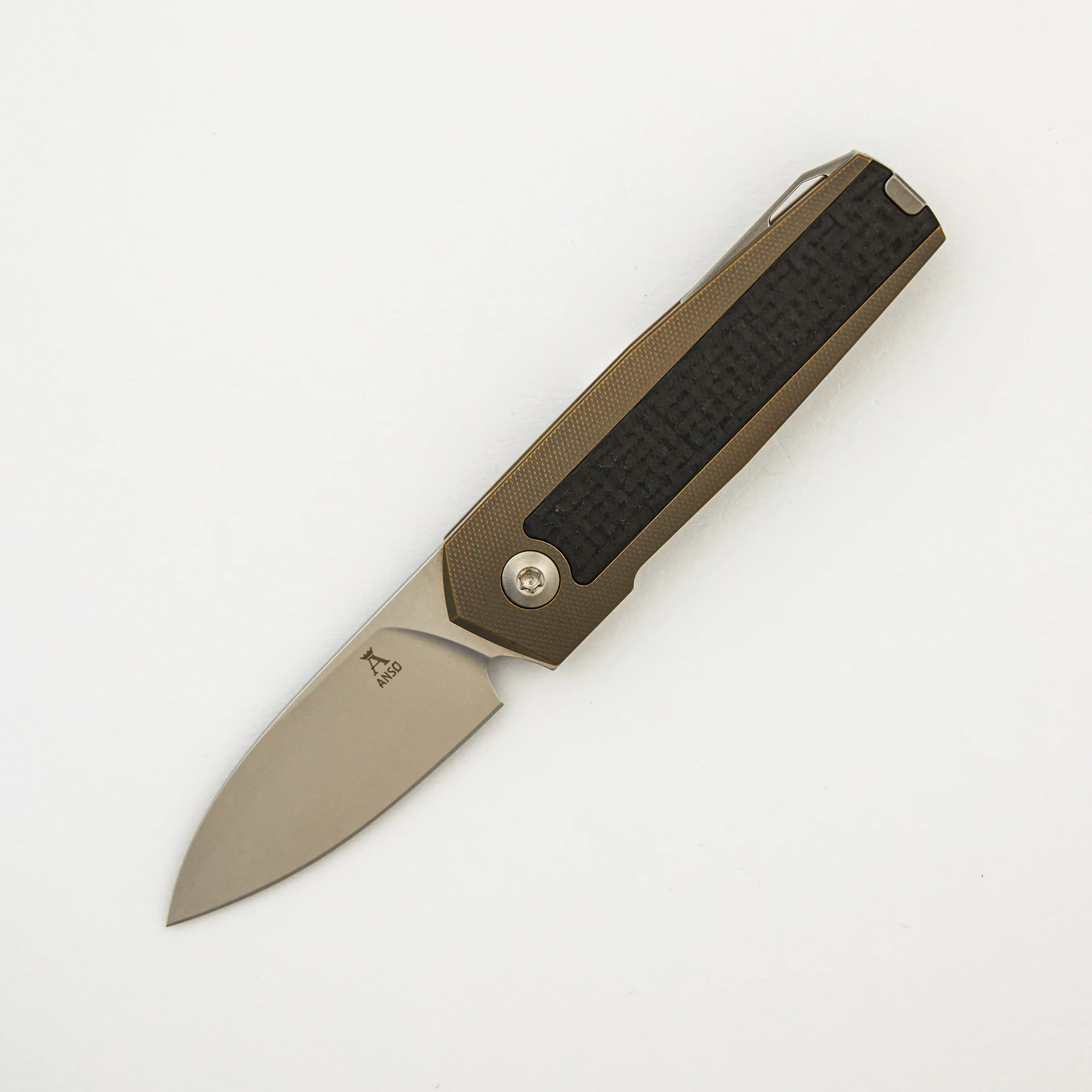 ARN - Amber/Satin - Titanium Handle - Carbon Fiber Inlays - RWL34 Blade