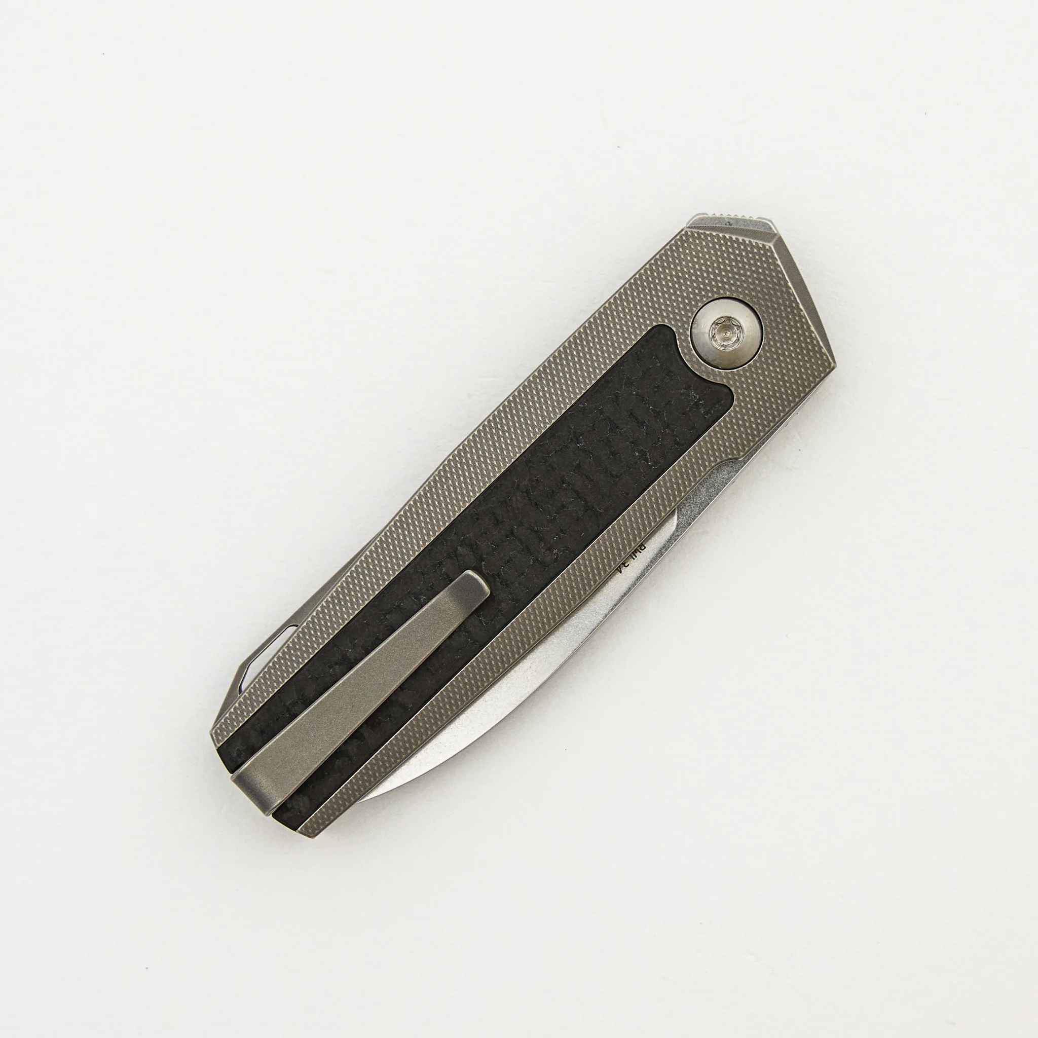 ARN - Grey/Satin - Titanium Handle - Carbon Fiber Inlays - RWL34 Blade - Image 4