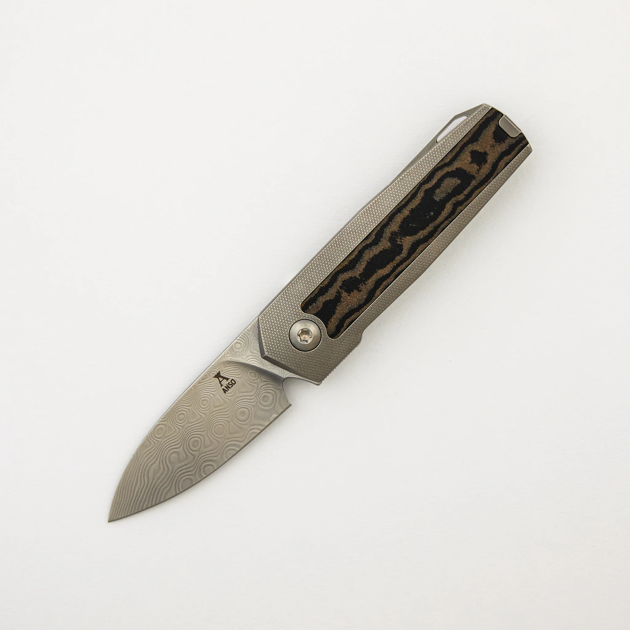 ARN - Grey/Satin - Titanium Handle - Richlite B/B Inlays - Damasteel Blade