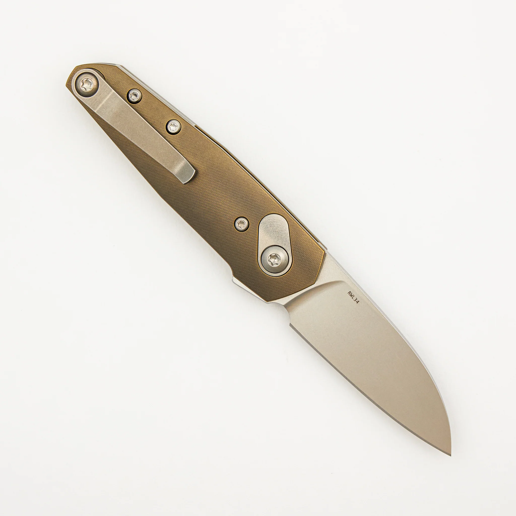 Aros - Amber/Satin Titanium Handle - RWL34 Blade - Image 2