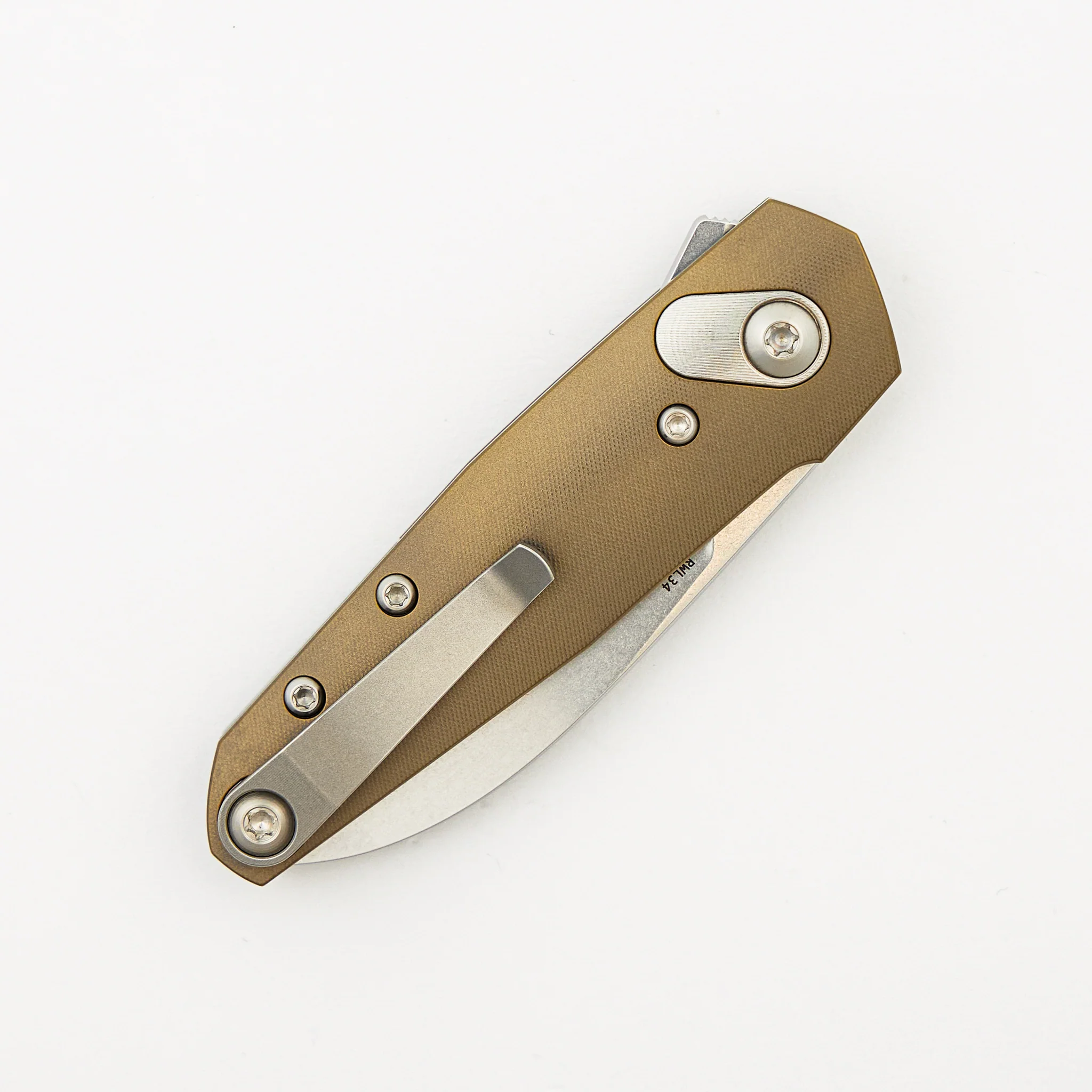 Aros - Amber/Satin Titanium Handle - RWL34 Blade - Image 4