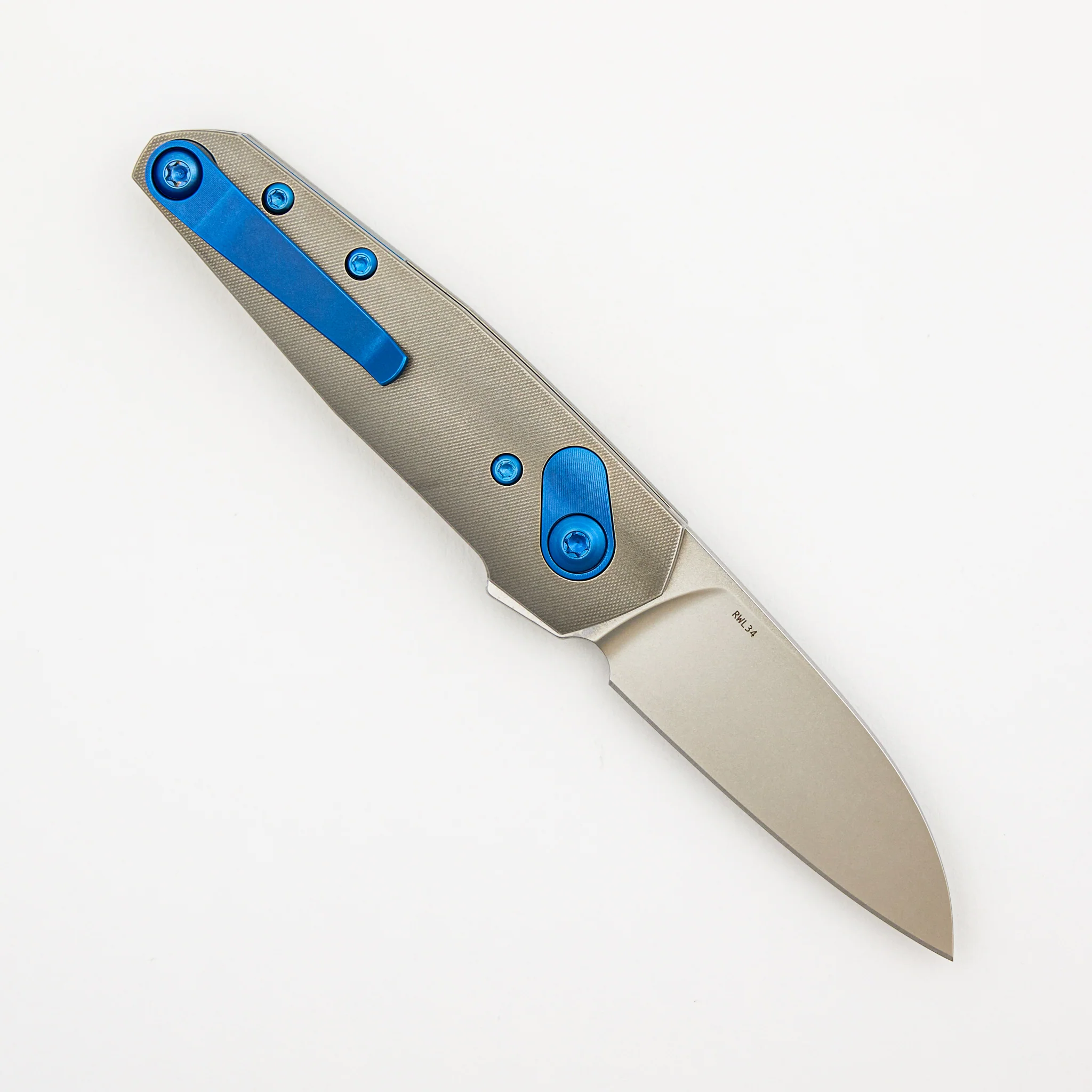 Aros - Grey/Blue Titanium Handle - RWL34 Blade - Image 2