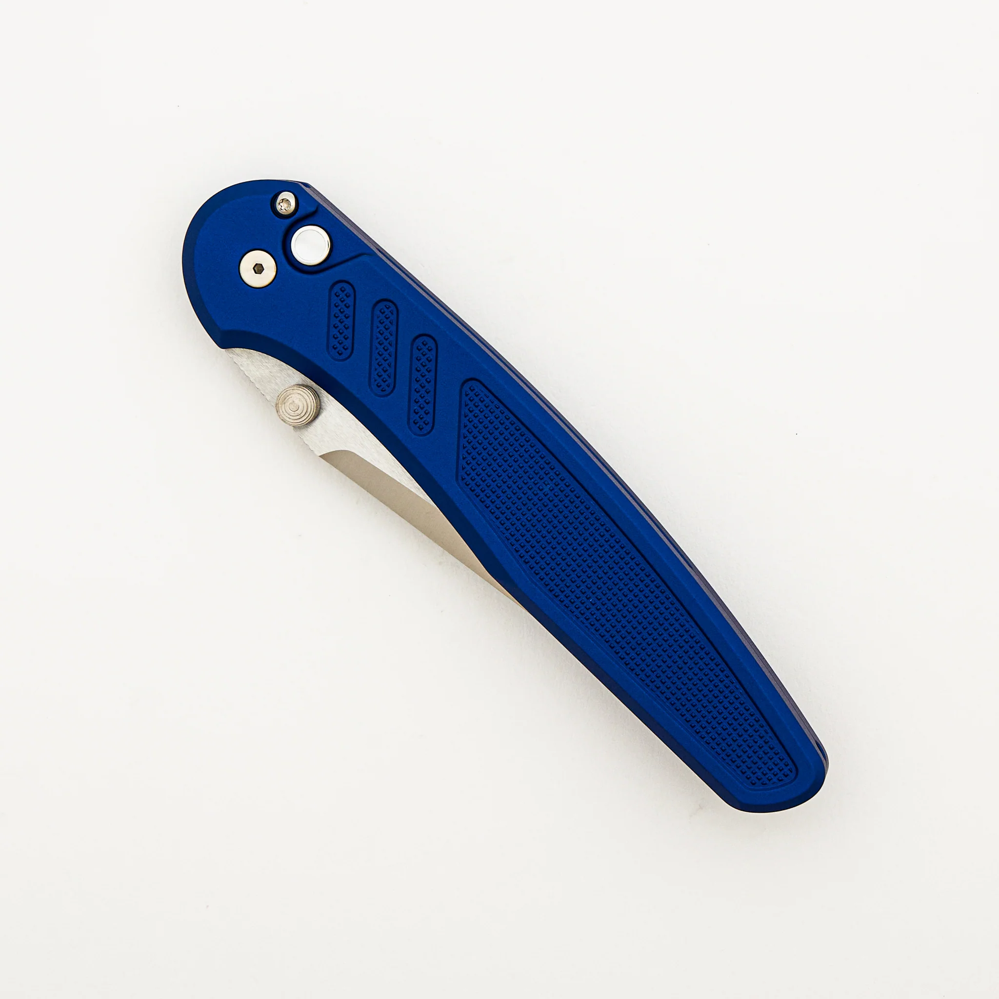 Avalon - PN1100-LTD BLUE - Knurled Blue Handle - Machine Satin MagnaCut Blade (Peace Neighbor Design) - Image 3