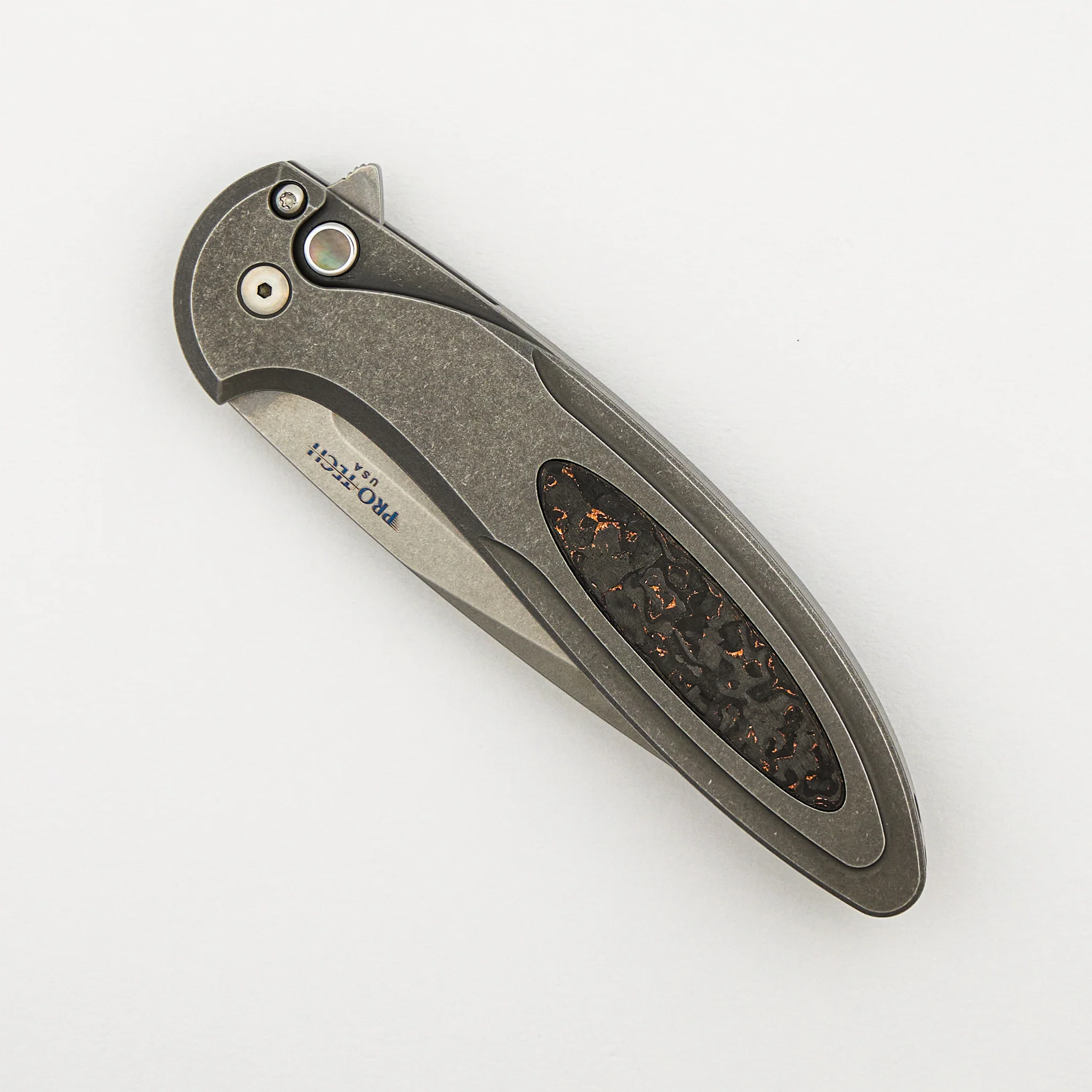 Cambria - 2025 Cambria Custom 014 - 2-Tone Blasted/Tumbled 17-4 Steel Handle - Copper TechnoCarbo Inlay - Stonewash MagnaCut Blade - Image 3
