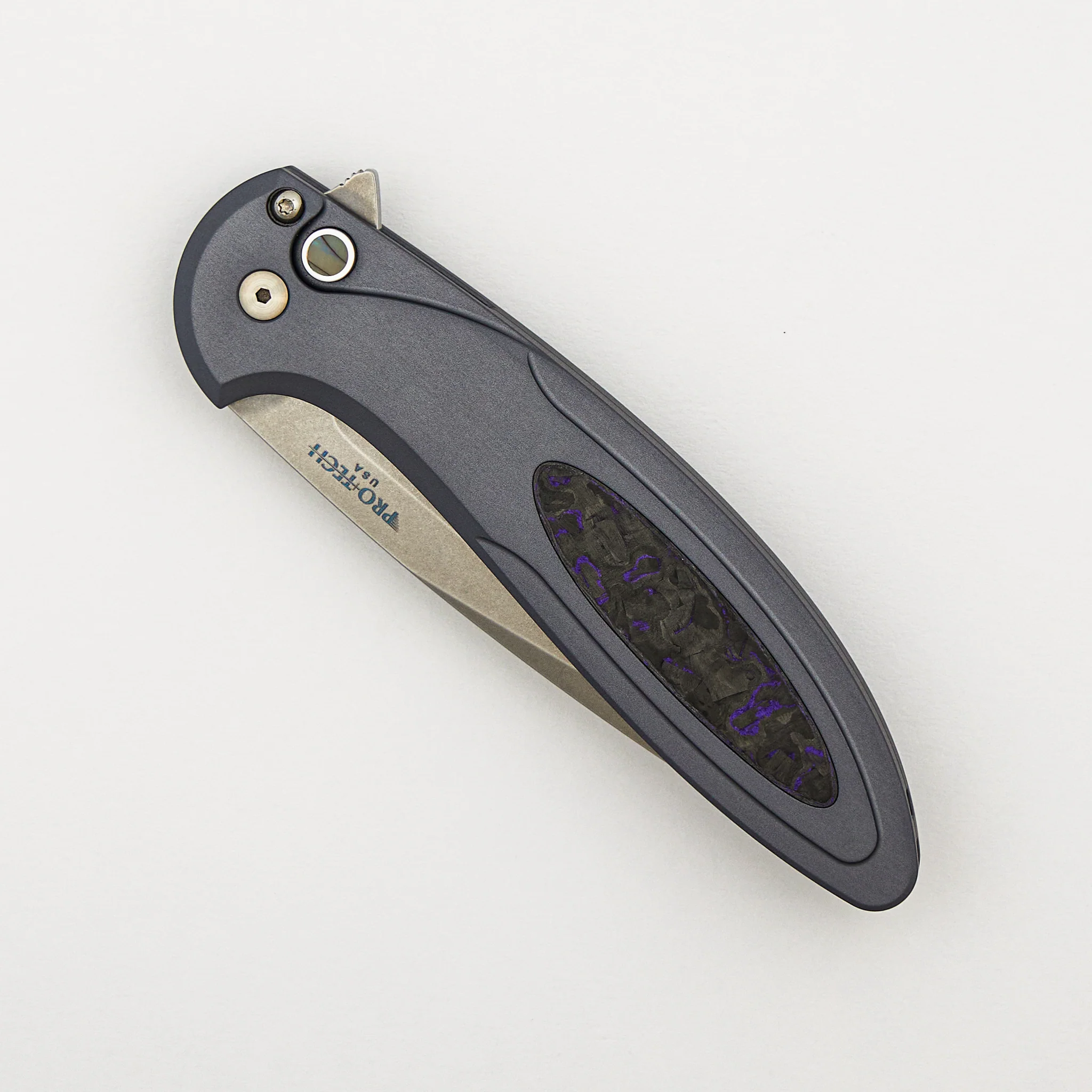 Cambria - CCKSF25.Cambria.1 - Grey Aluminum Handle - TechnoCarbo Purple Inlay - Stonewash MagnaCut Blade - Image 3