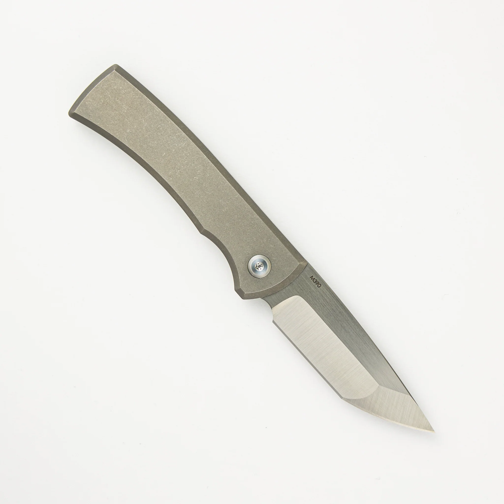 Redencion Slip Joint - Stonewash Titanium Handle - Copper Inlay - Belt Satin M390 Tanto Blade - Image 2