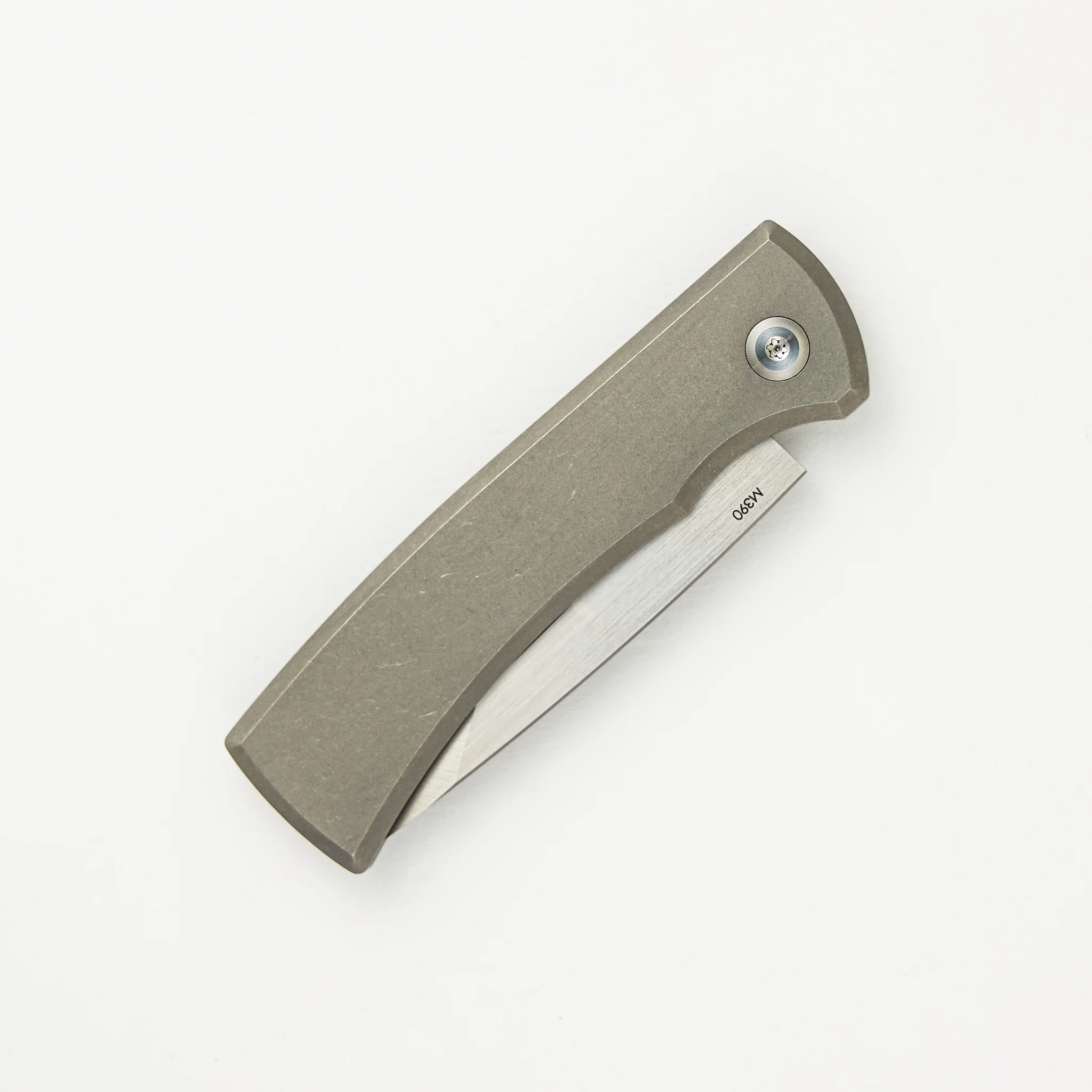Redencion Slip Joint - Stonewash Titanium Handle - Copper Inlay - Belt Satin M390 Tanto Blade - Image 4