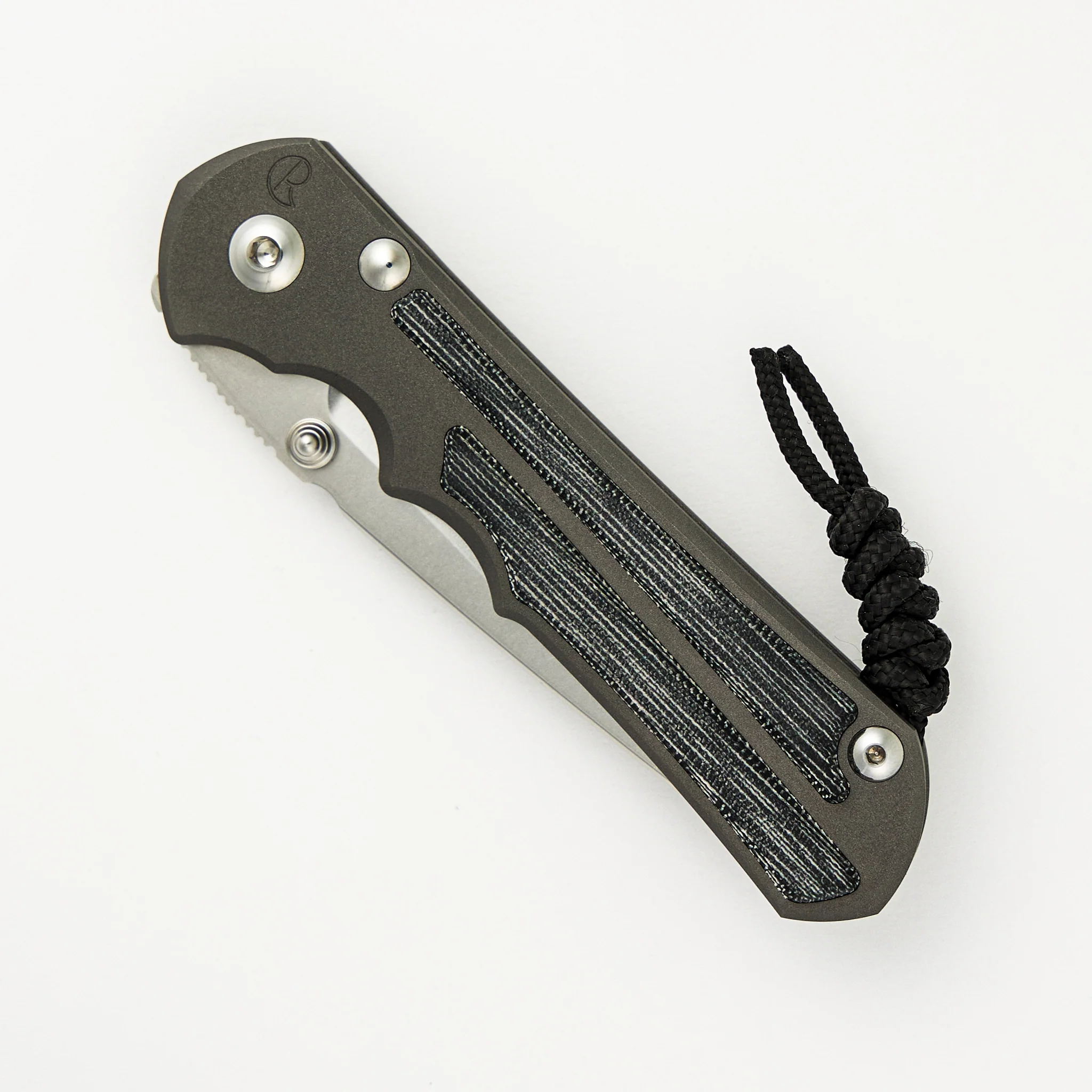 Large Inkosi - Tanto MagnaCut Blade - Black Canvas Micarta Inlays - Image 3
