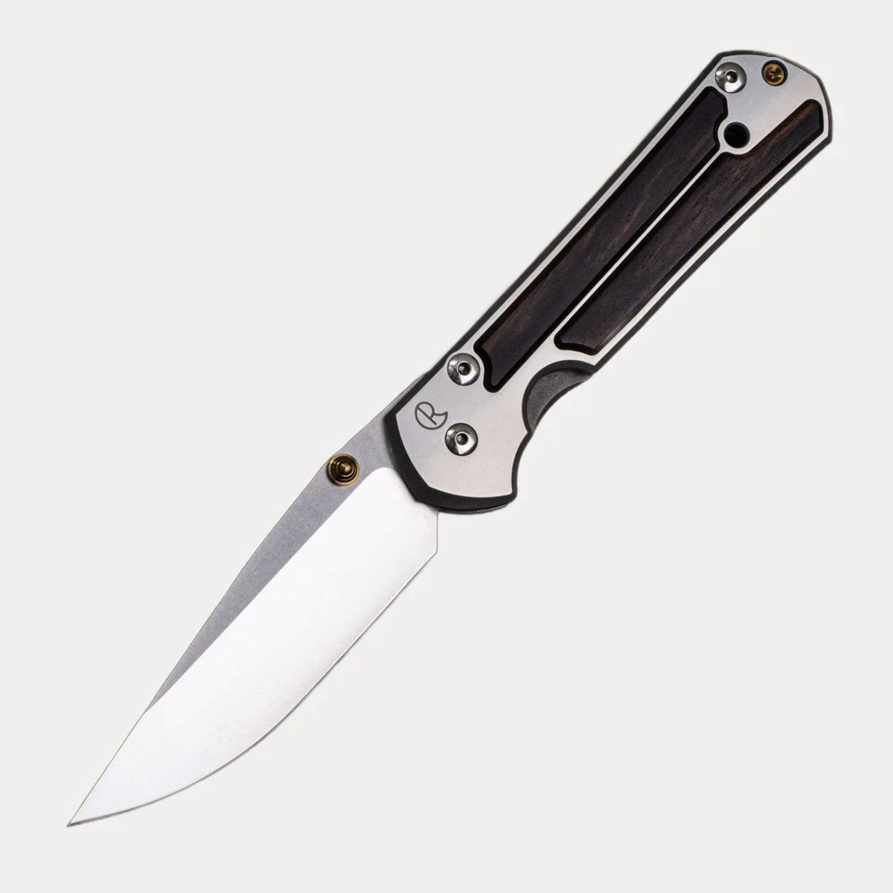 Large Sebenza 21 – Macassar Ebony Inlay – CPM S35VN Blade – Gold Single Thumb Lug