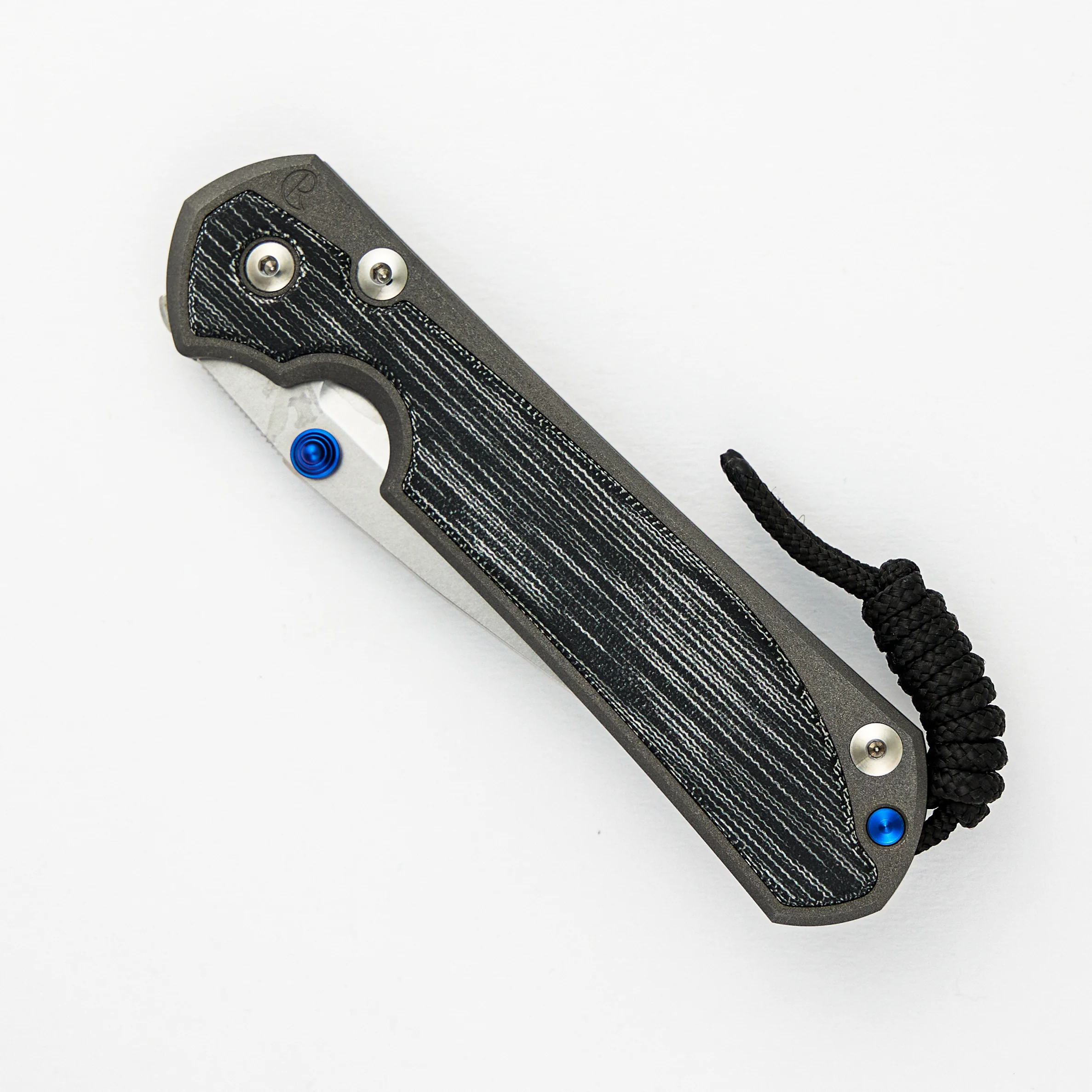 Large Sebenza 31 - Black Canvas Micarta Inlay - Drop Point CPM MagnaCut Blade - Blue Double Thumb Lugs - Image 3