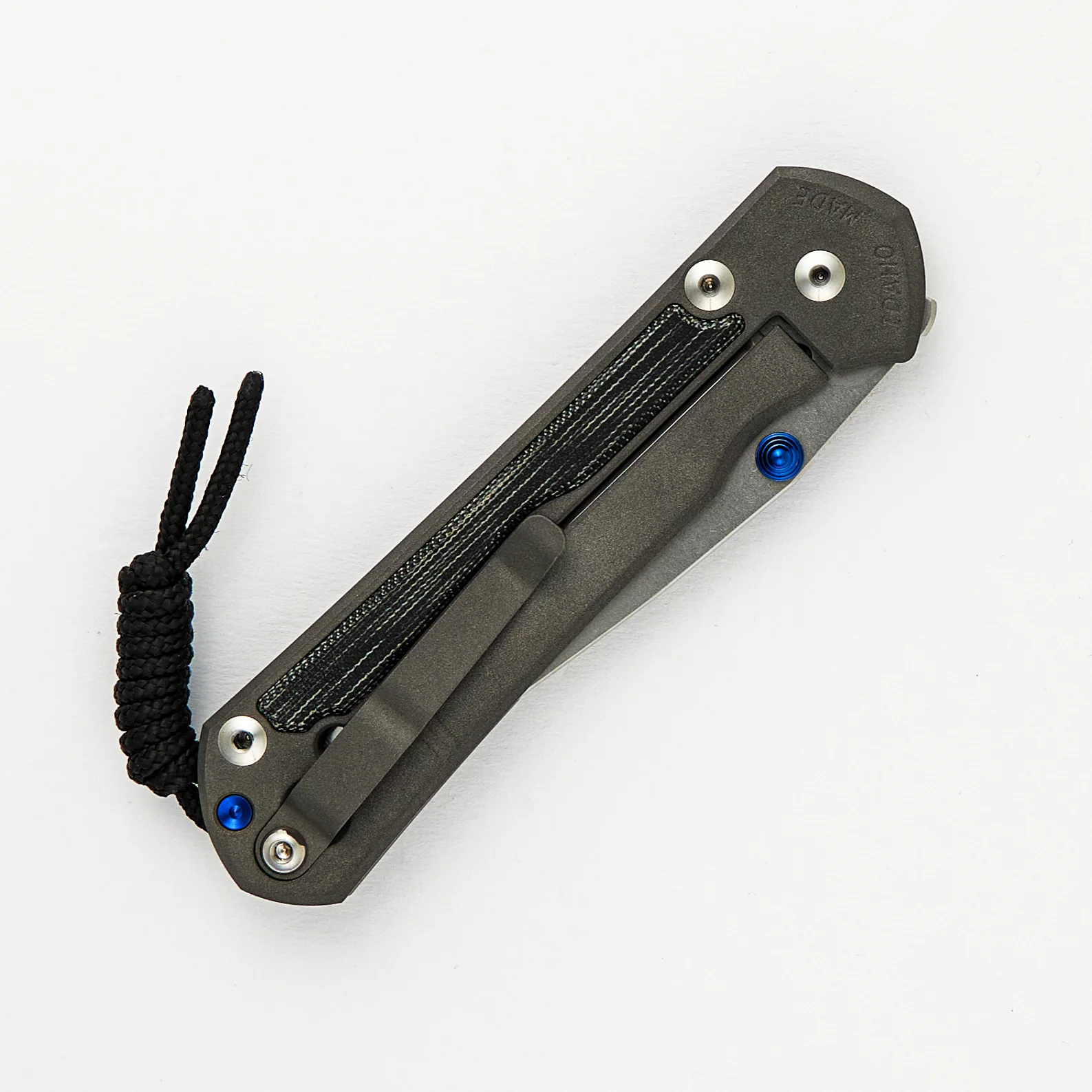 Large Sebenza 31 Black Canvas Micarta Inlay - Polished CPM MagnaCut Blade – Blue Double Thumb Lugs - Image 4