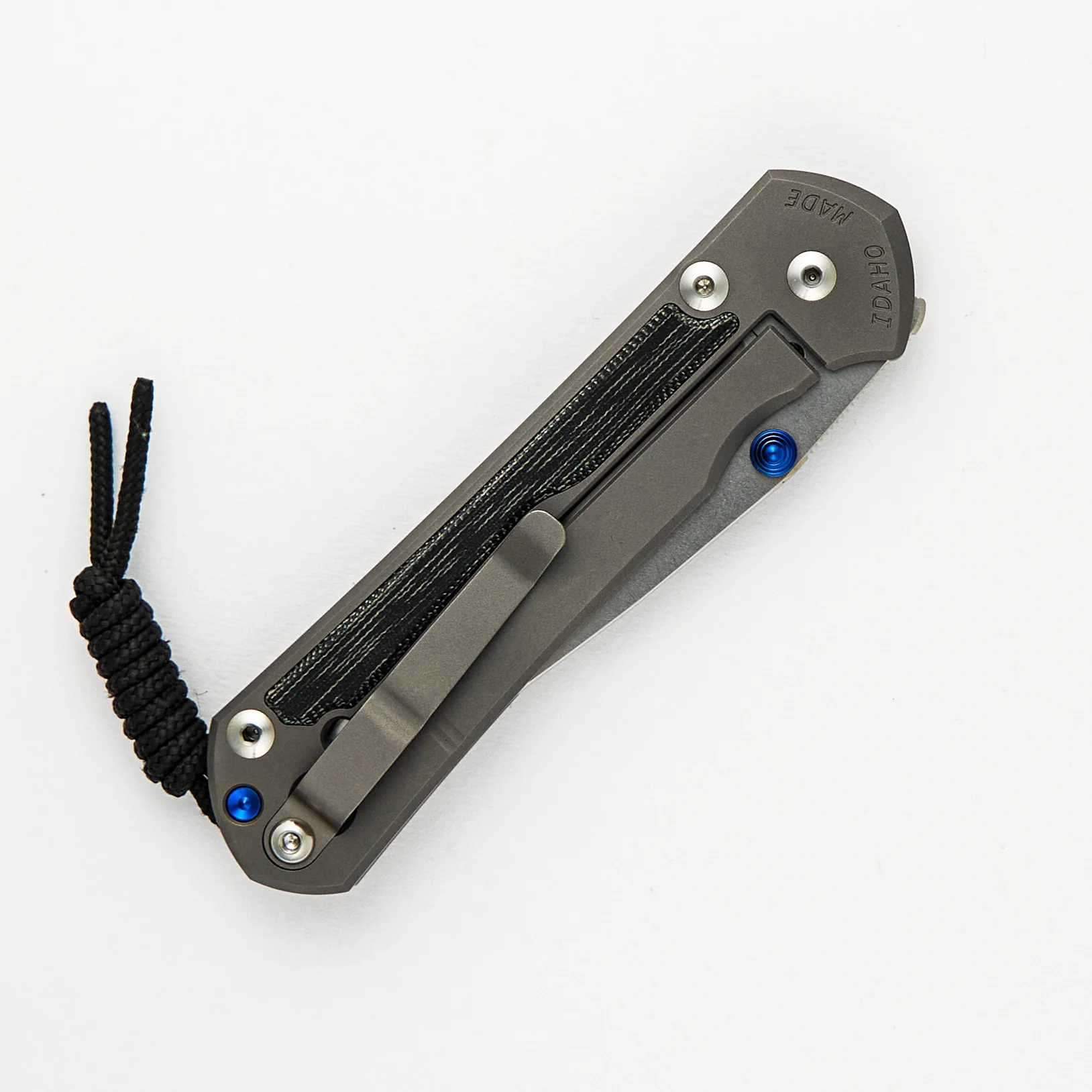 Large Sebenza 31 - Black Canvas Micarta Inlay - Polished Drop Point CPM MagnaCut Blade - Blue Double Thumb Lugs - Image 4