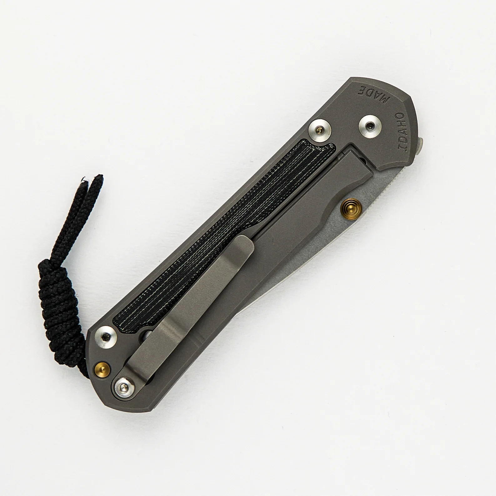Large Sebenza 31 Black Canvas Micarta Inlay – Polished CPM MagnaCut Blade – Glass Blasted - Gold Double Thumb Lugs - Image 4