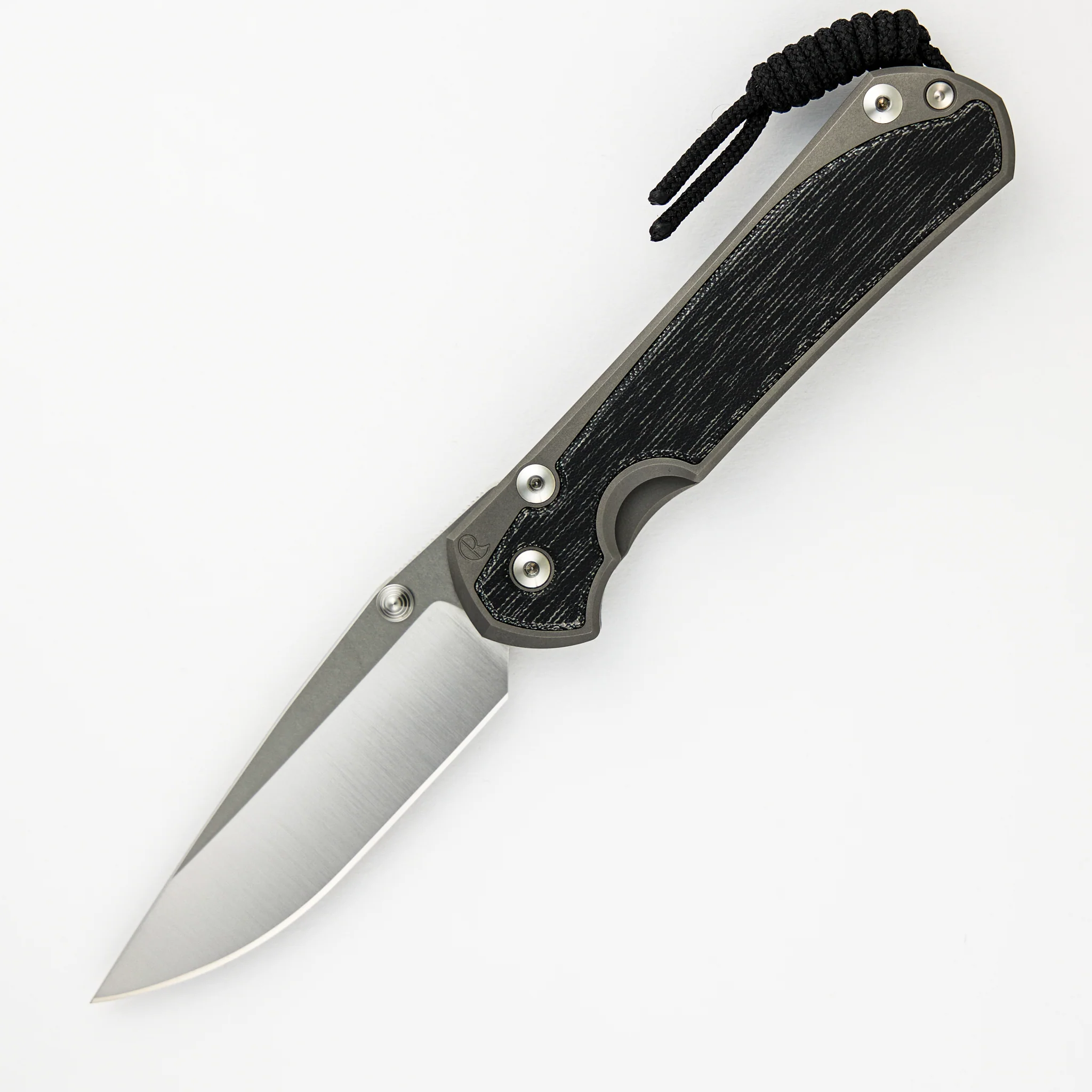 LARGE SEBENZA 31 BLACK CANVAS MICARTA INLAY – POLISHED CPM MAGNACUT BLADE – GLASS BLASTED - SILVER DOUBLE THUMB LUGS