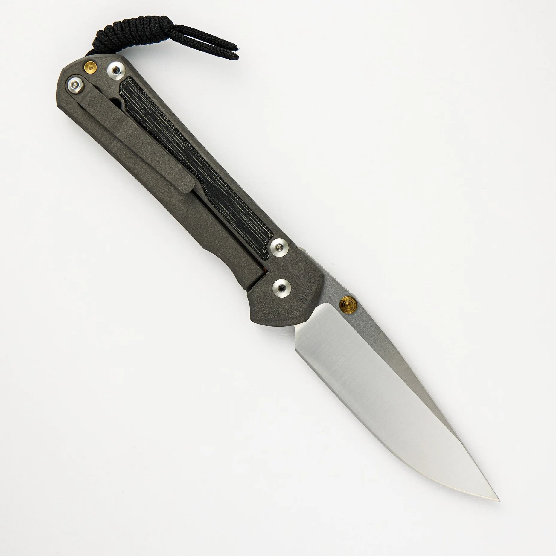 Large Sebenza 31 Black Canvas Micarta Inlay - Polished CPM MagnaCut Blade - Gold Double Thumb Lugs - Image 2