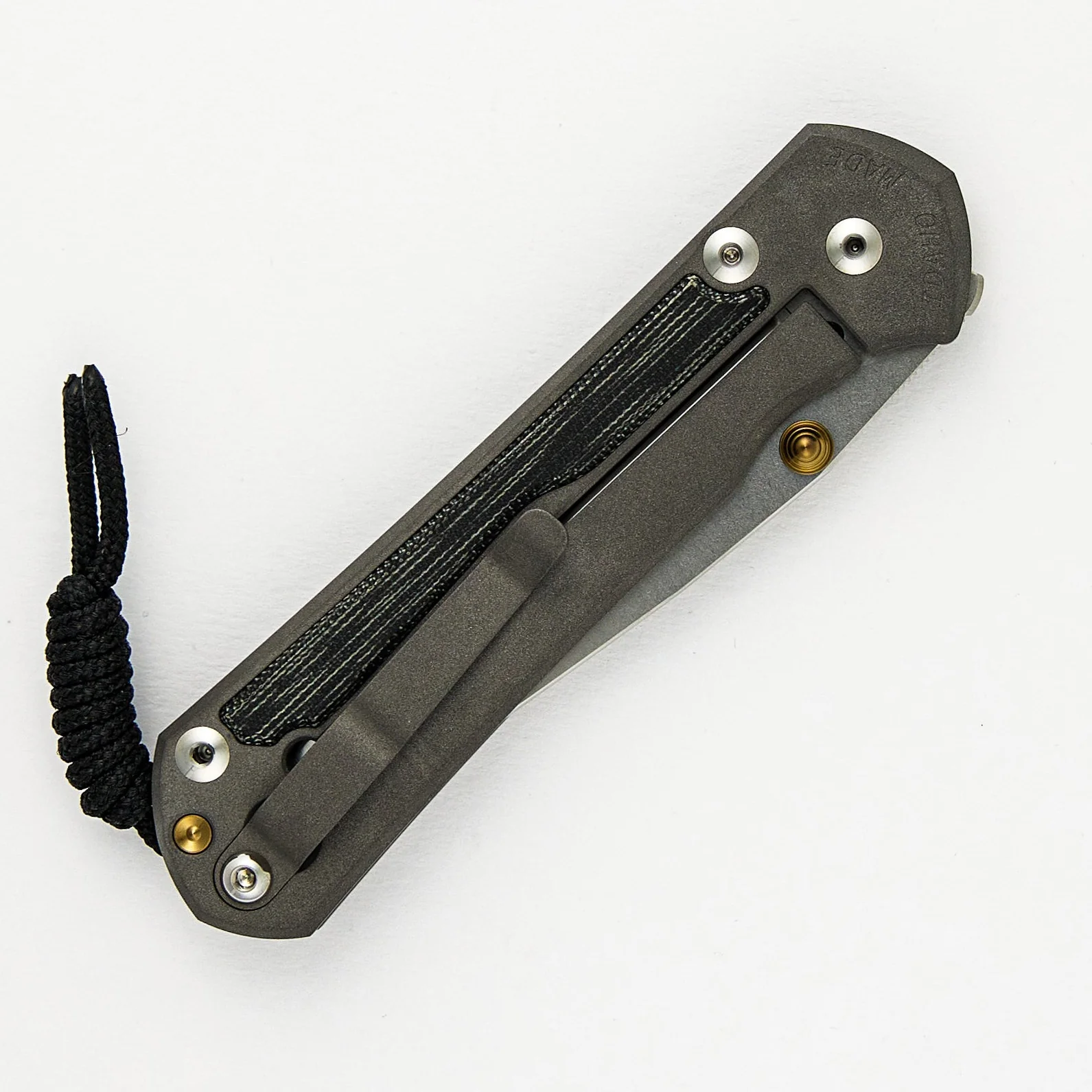 Large Sebenza 31 Black Canvas Micarta Inlay - Polished CPM MagnaCut Blade - Gold Double Thumb Lugs - Image 4