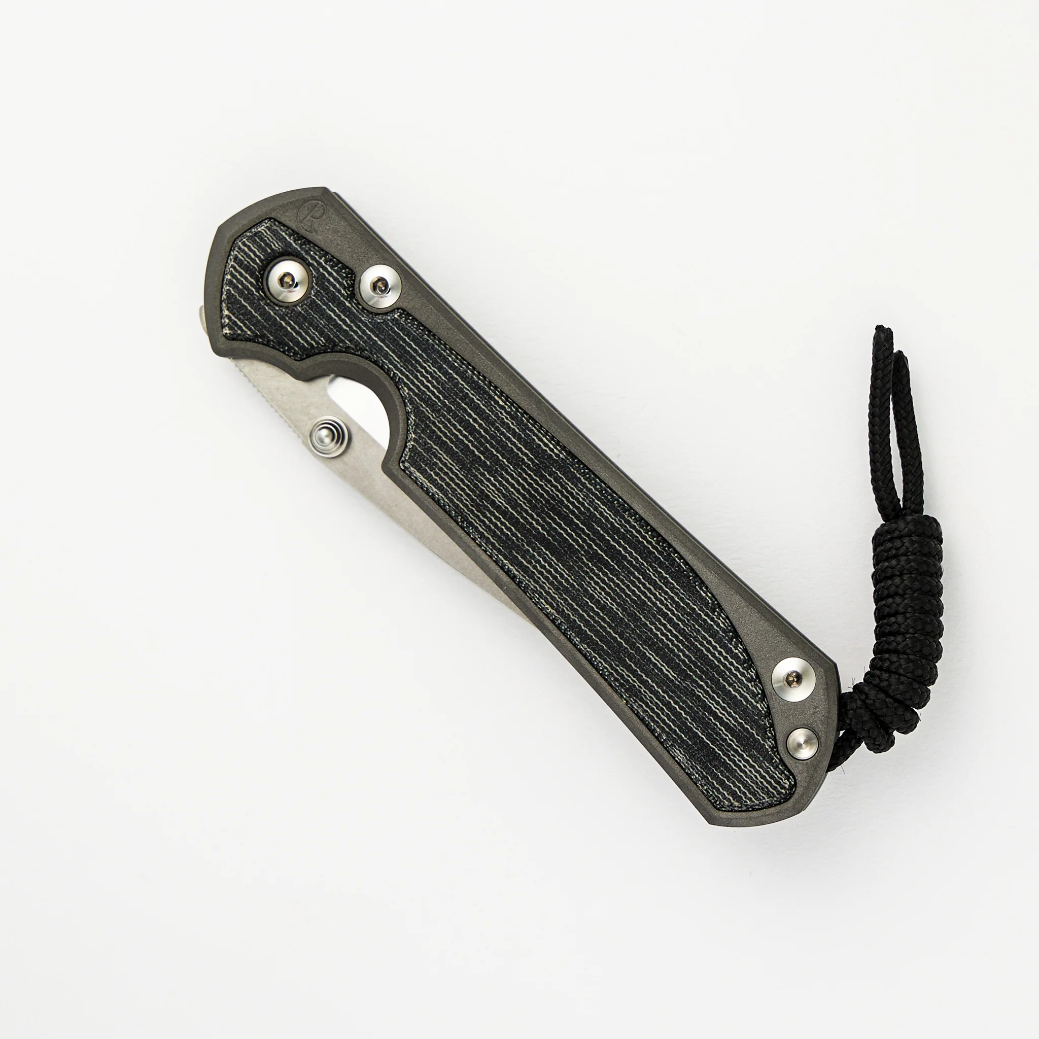 Large Sebenza 31 Black Canvas Micarta Inlay - Polished CPM MagnaCut Blade - Silver Double Thumb Lugs - Image 3