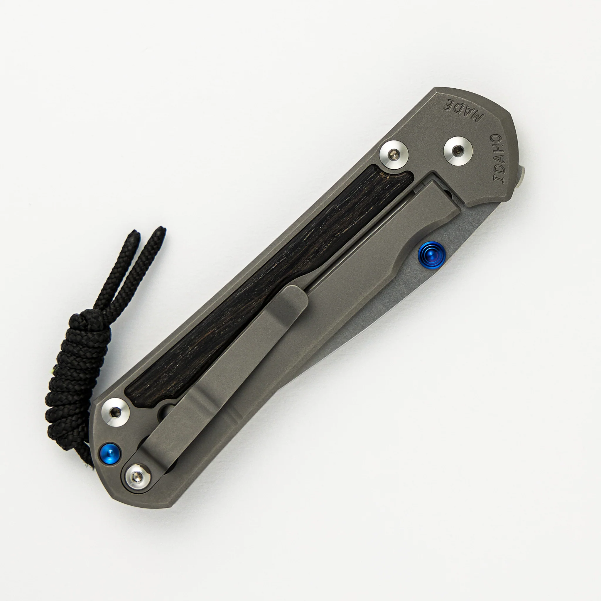 Large Sebenza 31 Bog Oak Inlay - CPM MagnaCut Blade - Blue Double Thumb Lugs - Image 11