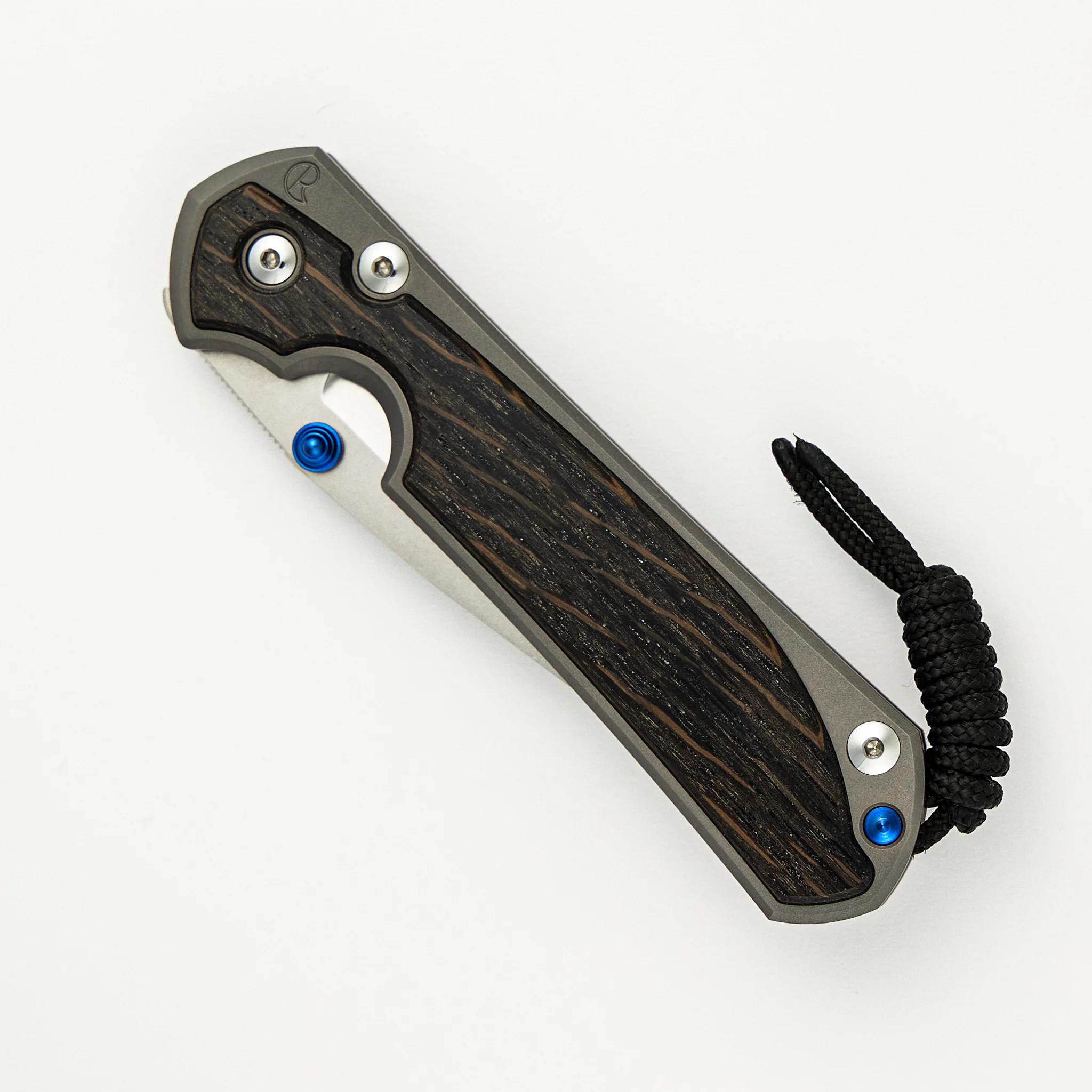 Large Sebenza 31 Bog Oak Inlay - CPM MagnaCut Blade - Blue Double Thumb Lugs - Image 17