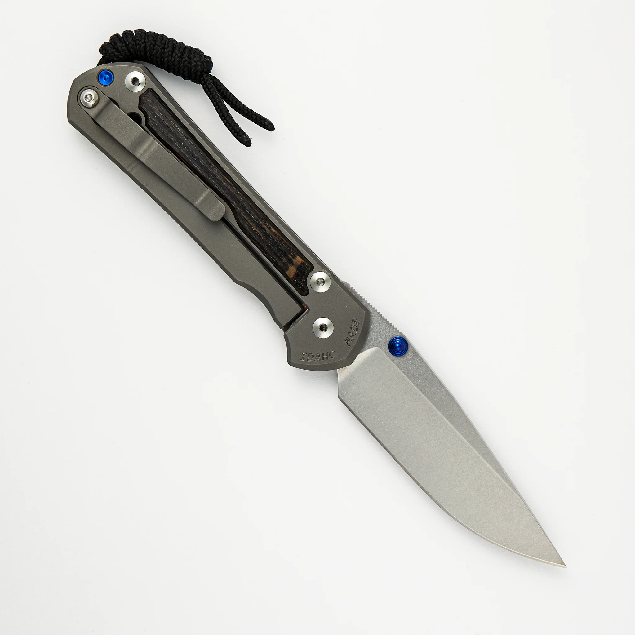 Large Sebenza 31 Bog Oak Inlay - CPM MagnaCut Blade - Blue Double Thumb Lugs - Image 2