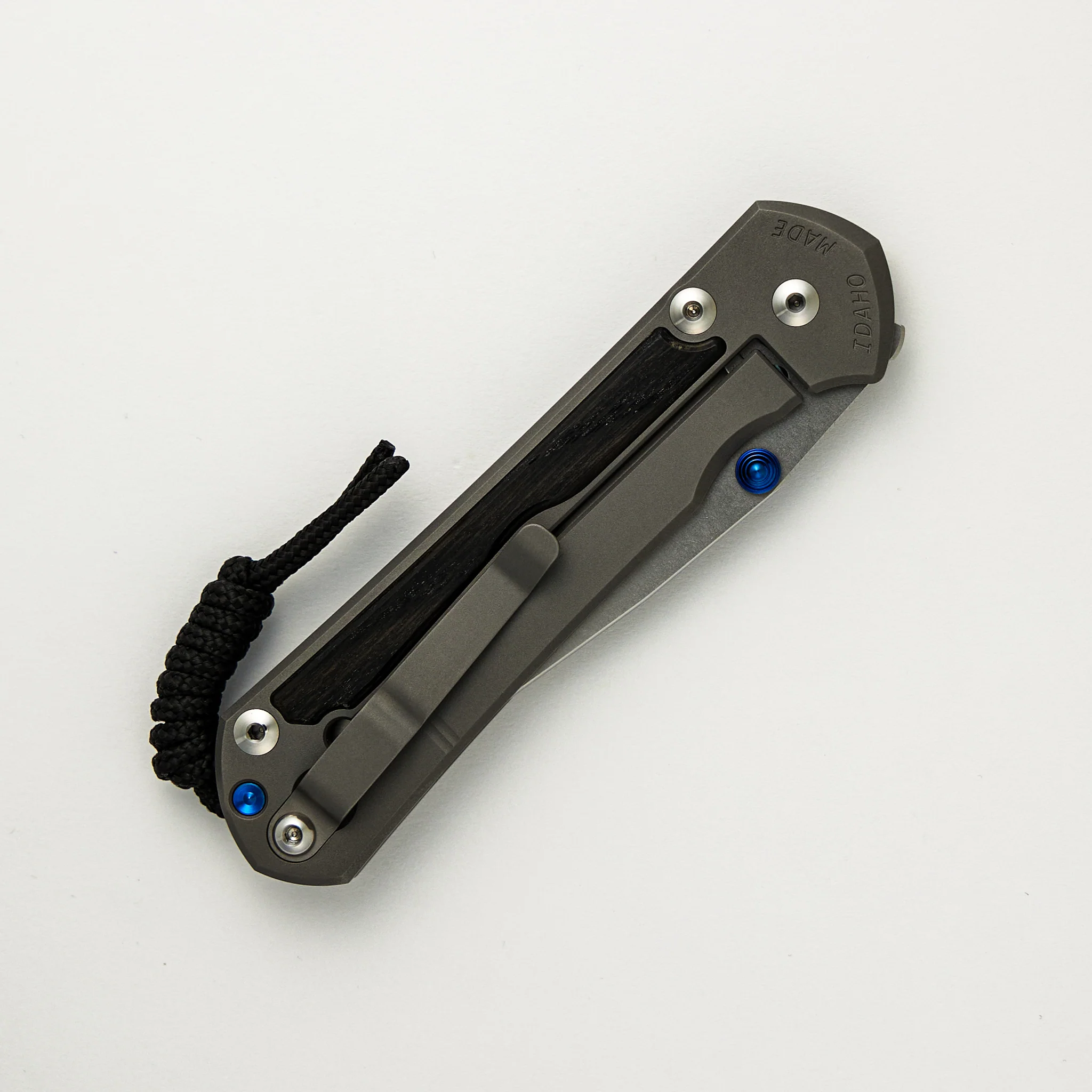 Large Sebenza 31 Bog Oak Inlay - CPM MagnaCut Blade - Blue Double Thumb Lugs - Image 25