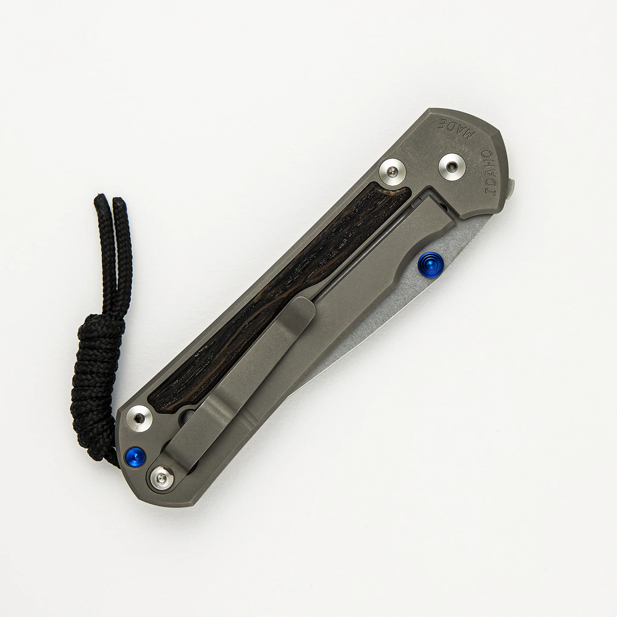 Large Sebenza 31 Bog Oak Inlay - CPM MagnaCut Blade - Blue Double Thumb Lugs - Image 32