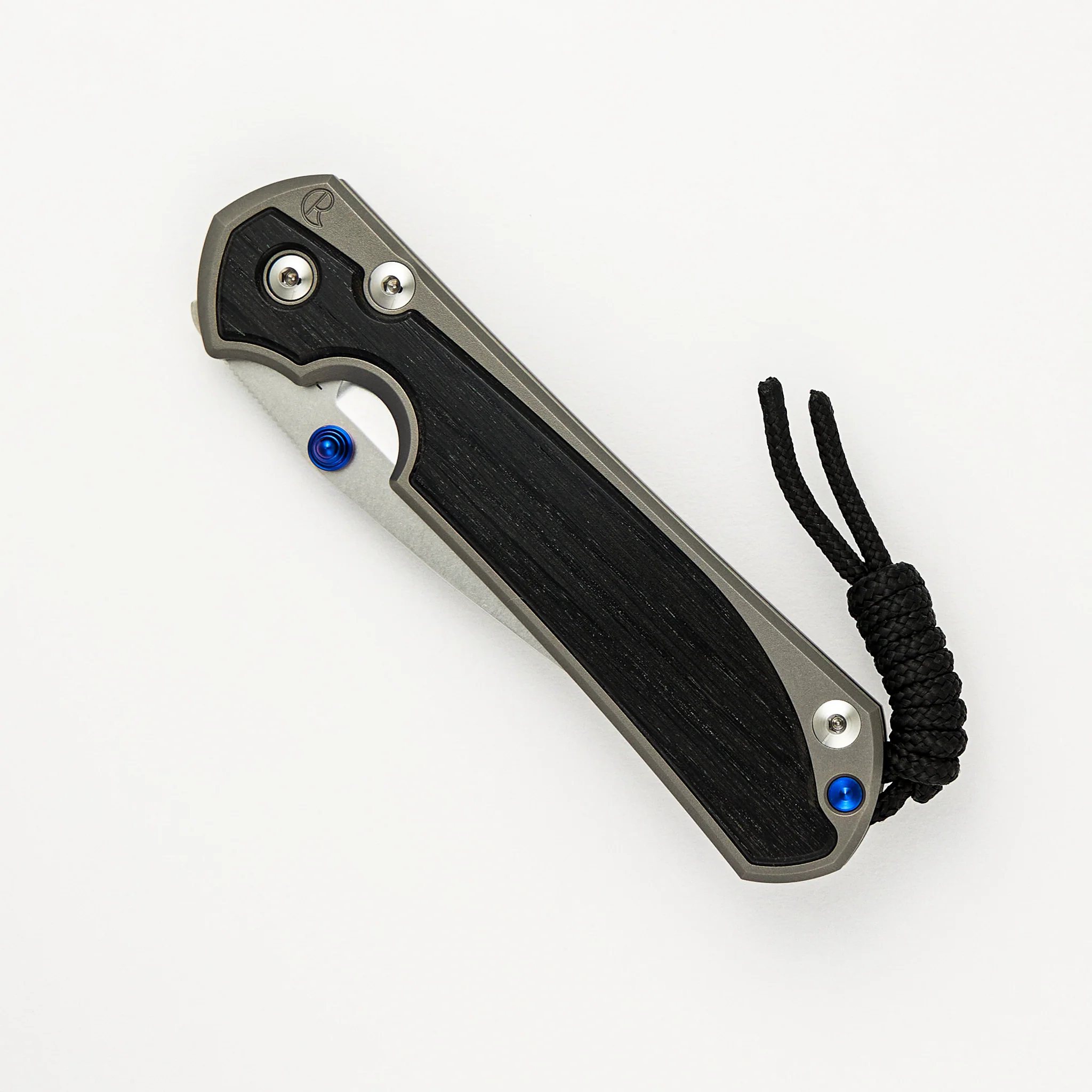 Large Sebenza 31 Bog Oak Inlay - CPM MagnaCut Blade - Blue Double Thumb Lugs - Image 52