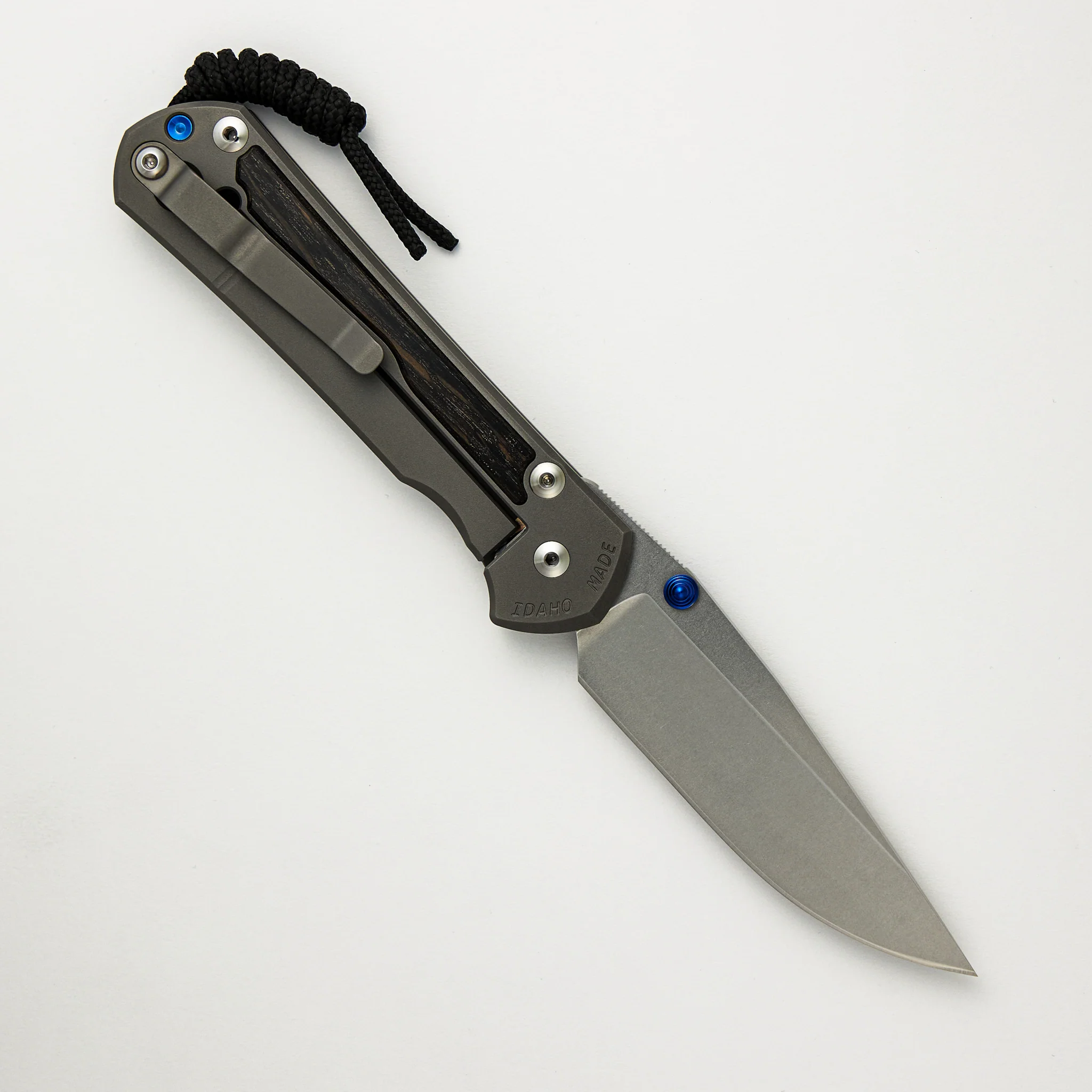 Large Sebenza 31 Bog Oak Inlay - CPM MagnaCut Blade - Blue Double Thumb Lugs - Image 58
