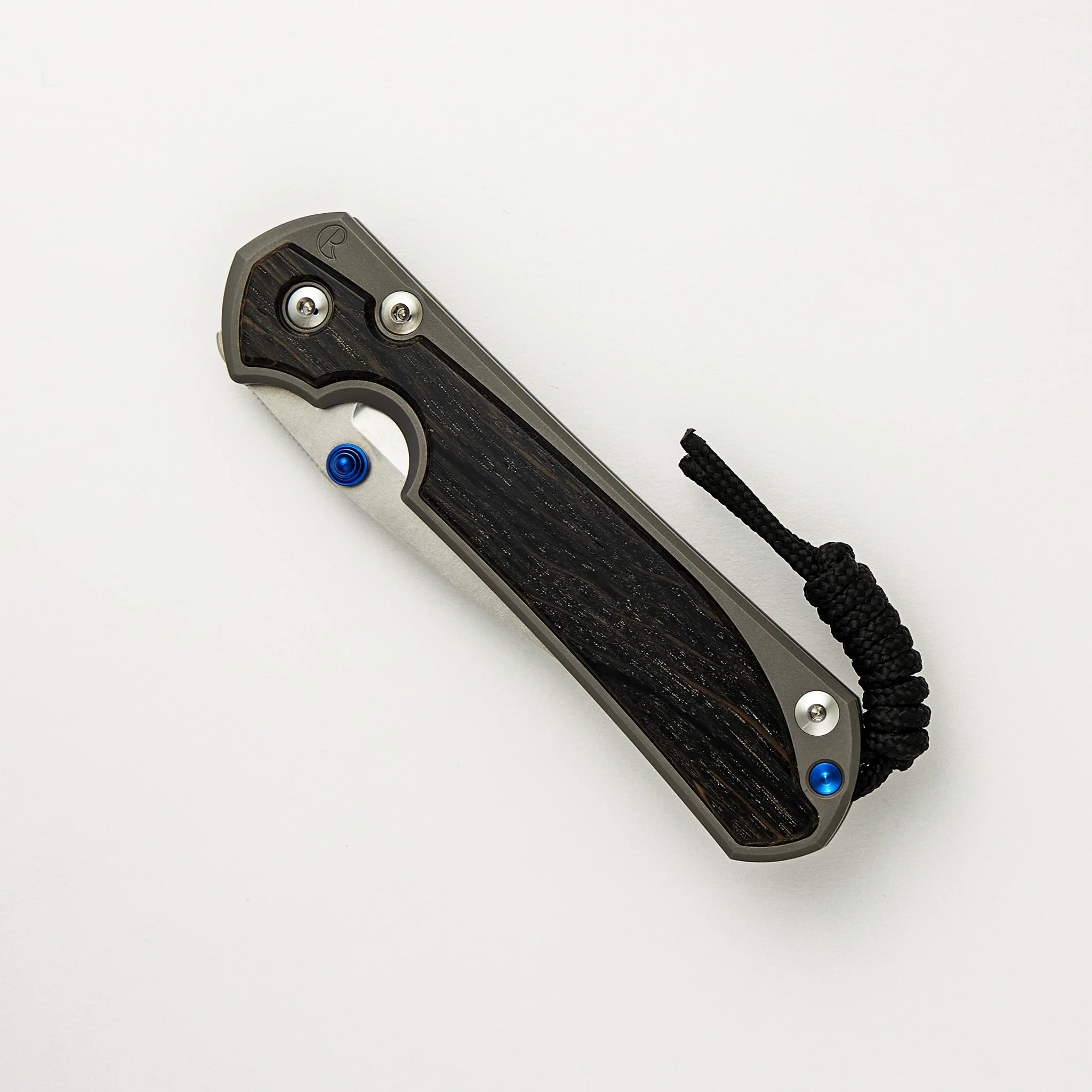 Large Sebenza 31 Bog Oak Inlay - CPM MagnaCut Blade - Blue Double Thumb Lugs - Image 66
