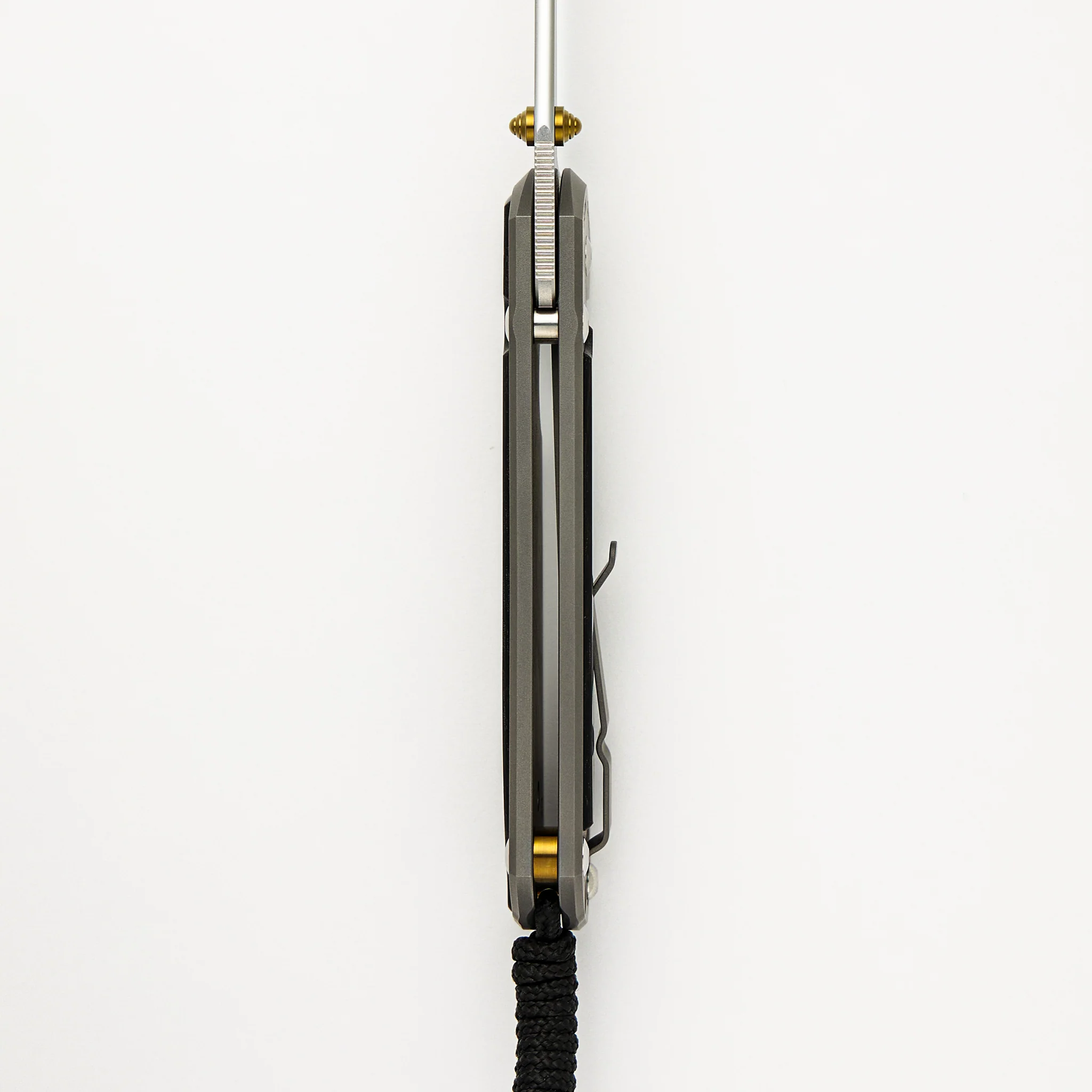 Large Sebenza 31 - Bog Oak Inlay - CPM MagnaCut Blade - Gold Double Thumb Lugs - Image 14
