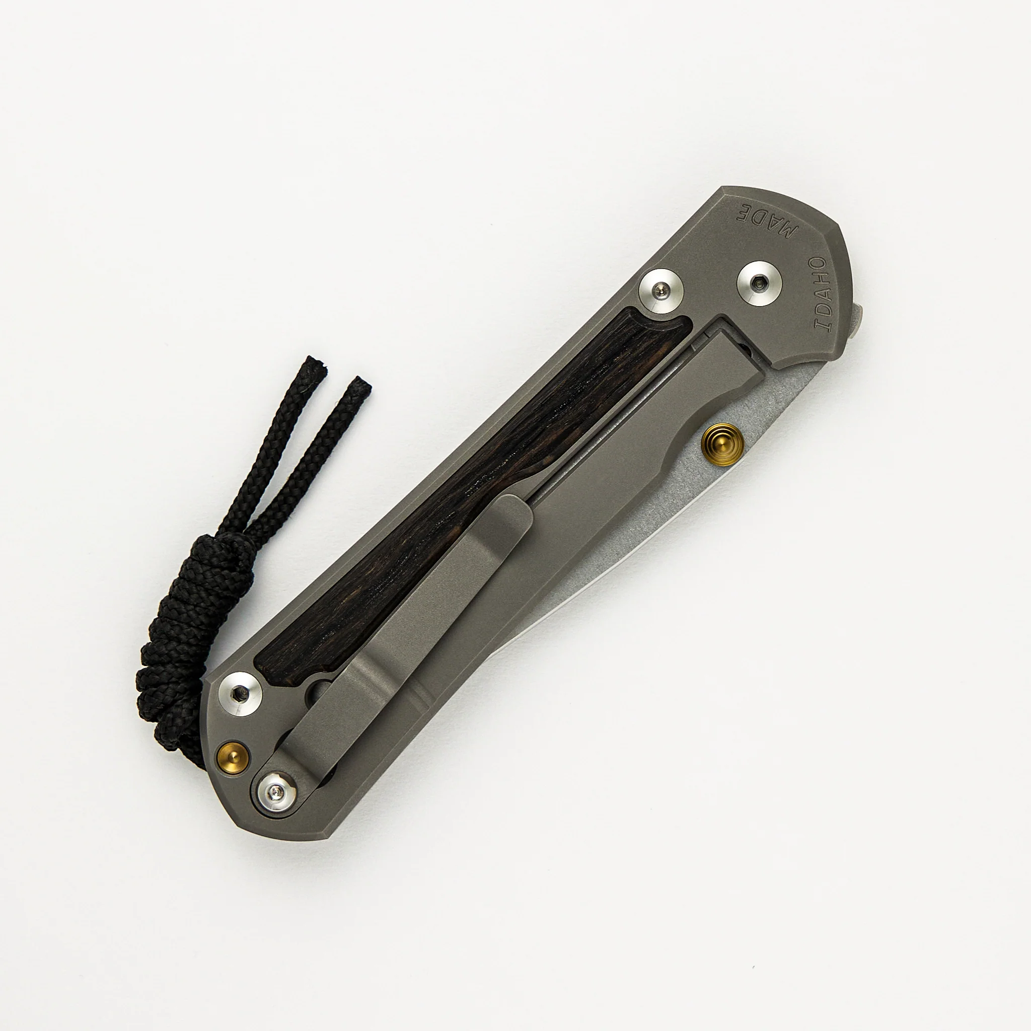 Large Sebenza 31 - Bog Oak Inlay - CPM MagnaCut Blade - Gold Double Thumb Lugs - Image 32