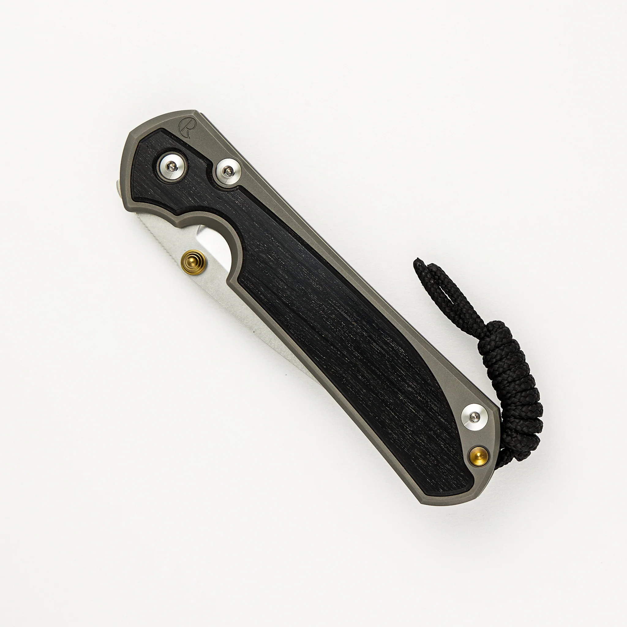 Large Sebenza 31 - Bog Oak Inlay - CPM MagnaCut Blade - Gold Double Thumb Lugs - Image 45