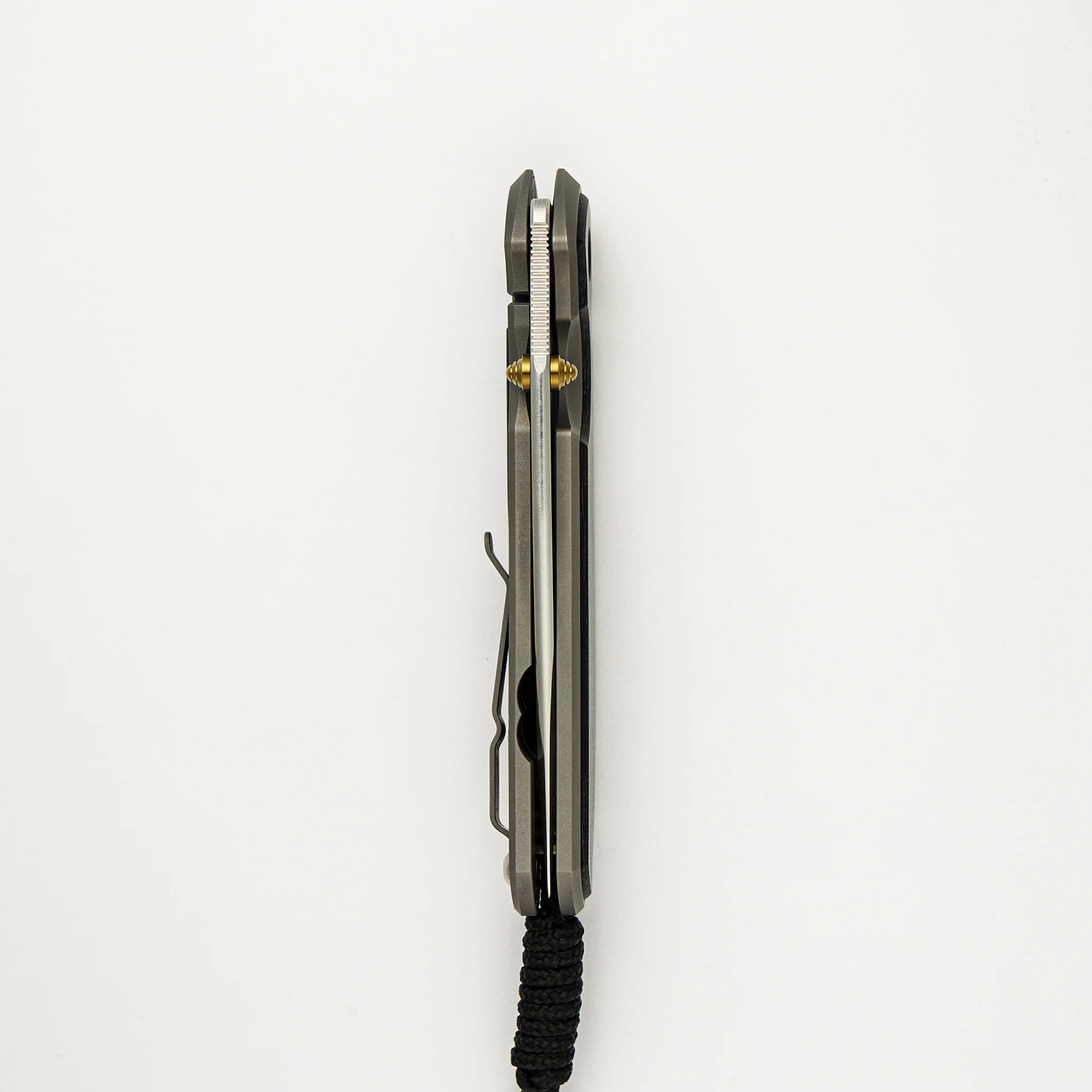 Large Sebenza 31 - Bog Oak Inlay - CPM MagnaCut Blade - Gold Double Thumb Lugs - Image 61