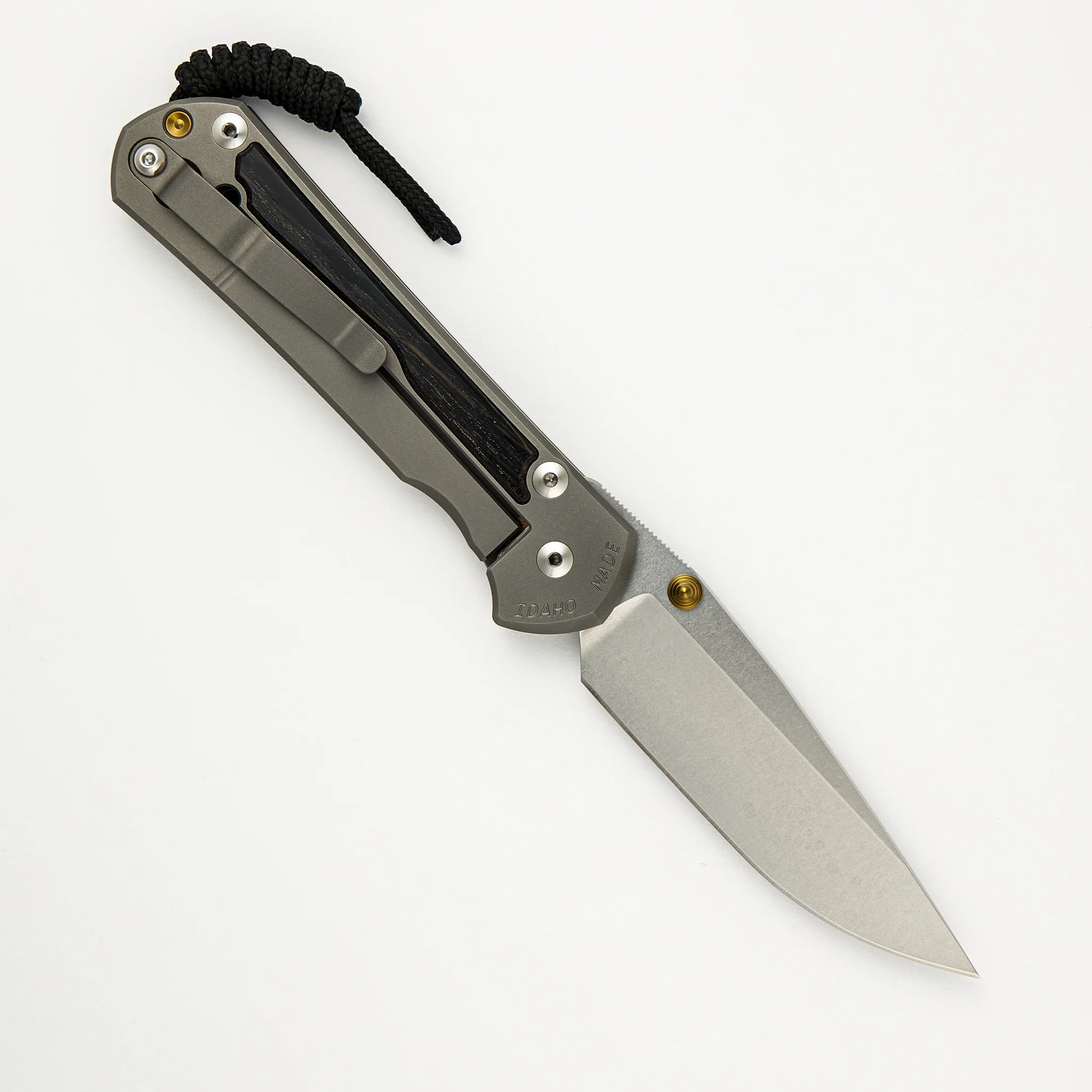 Large Sebenza 31 - Bog Oak Inlay - CPM MagnaCut Blade - Gold Double Thumb Lugs - Image 9