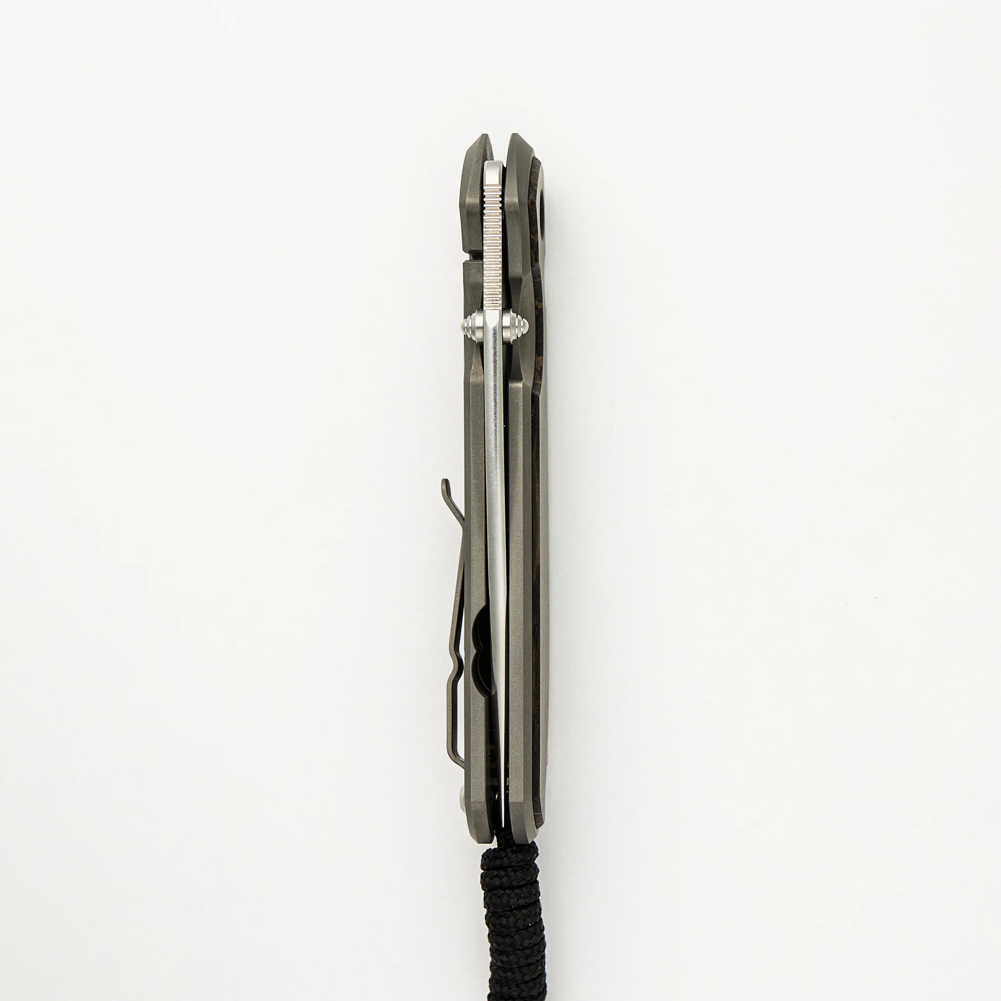 Large Sebenza 31 Bog Oak Inlay - CPM MagnaCut Blade - Silver Double Thumb Lugs - Image 19