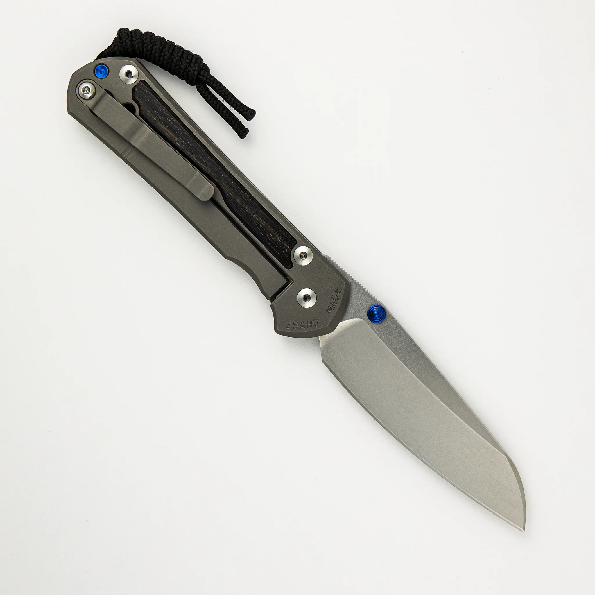 Large Sebenza 31 Bog Oak Inlay - Insingo CPM MagnaCut Blade - Blue Double Thumb Lugs - Image 2