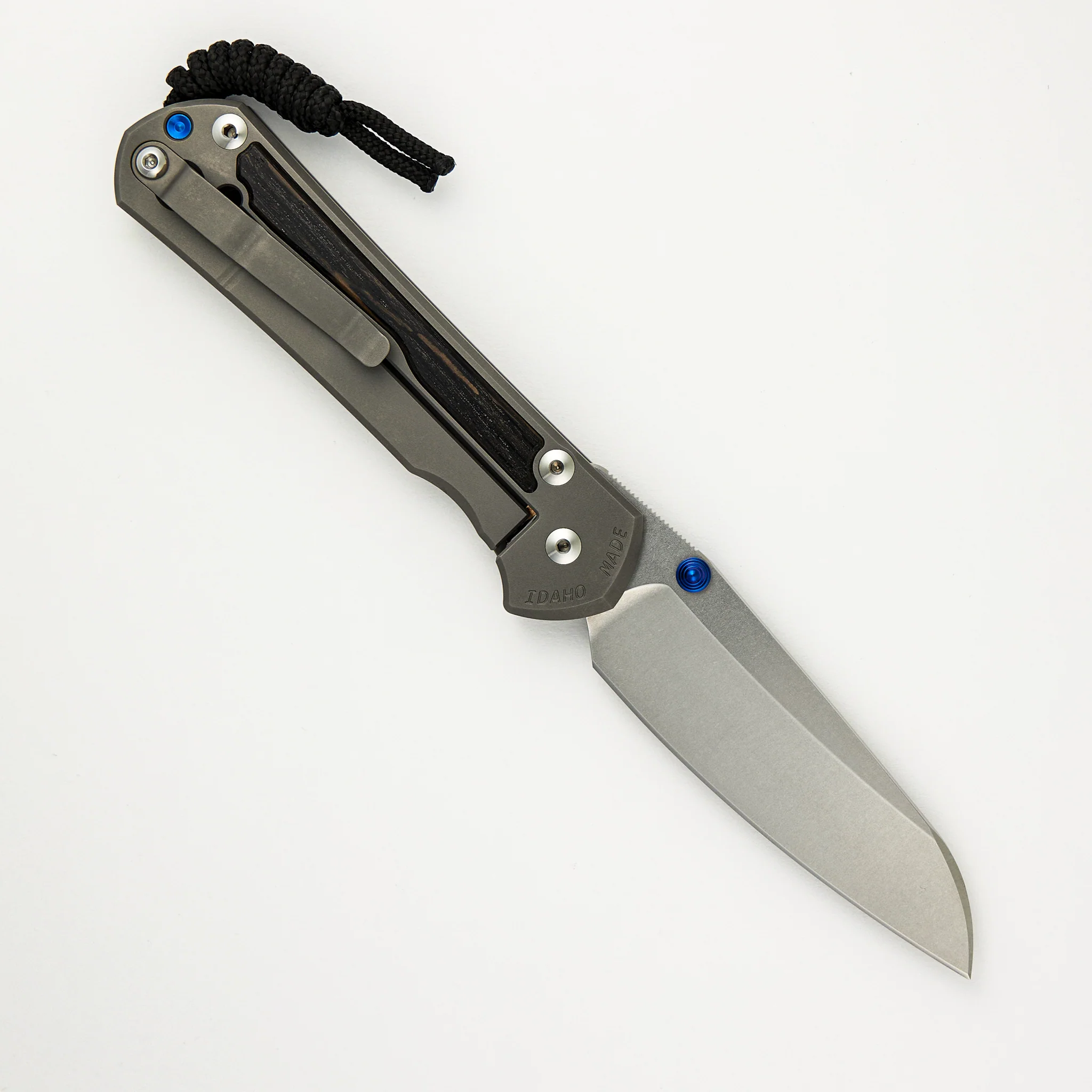 Large Sebenza 31 Bog Oak Inlay - Insingo CPM MagnaCut Blade - Blue Double Thumb Lugs - Image 9