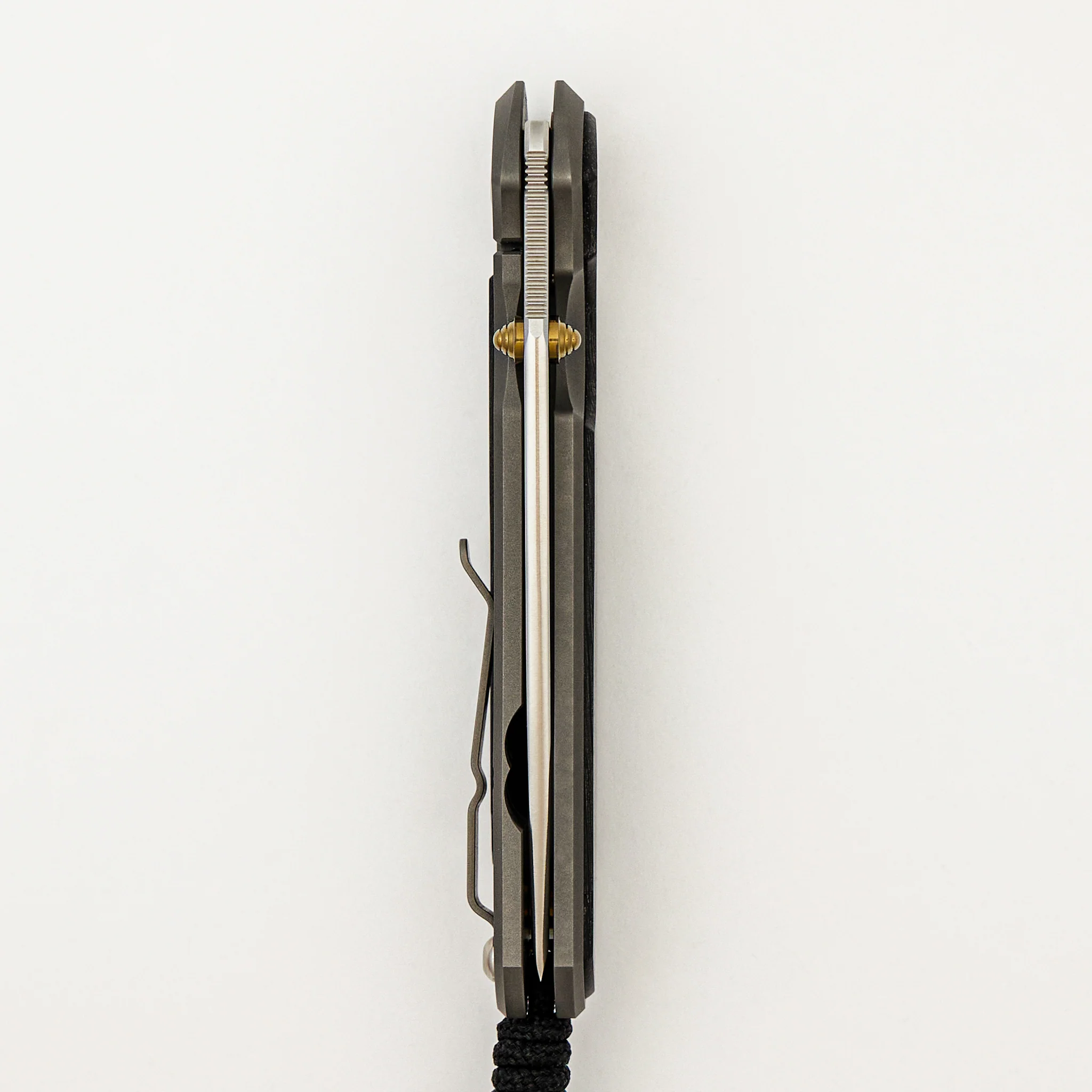 Large Sebenza 31 Bog Oak Inlay – Tanto CPM MagnaCut Blade – Gold Double Thumb Lugs - Image 19