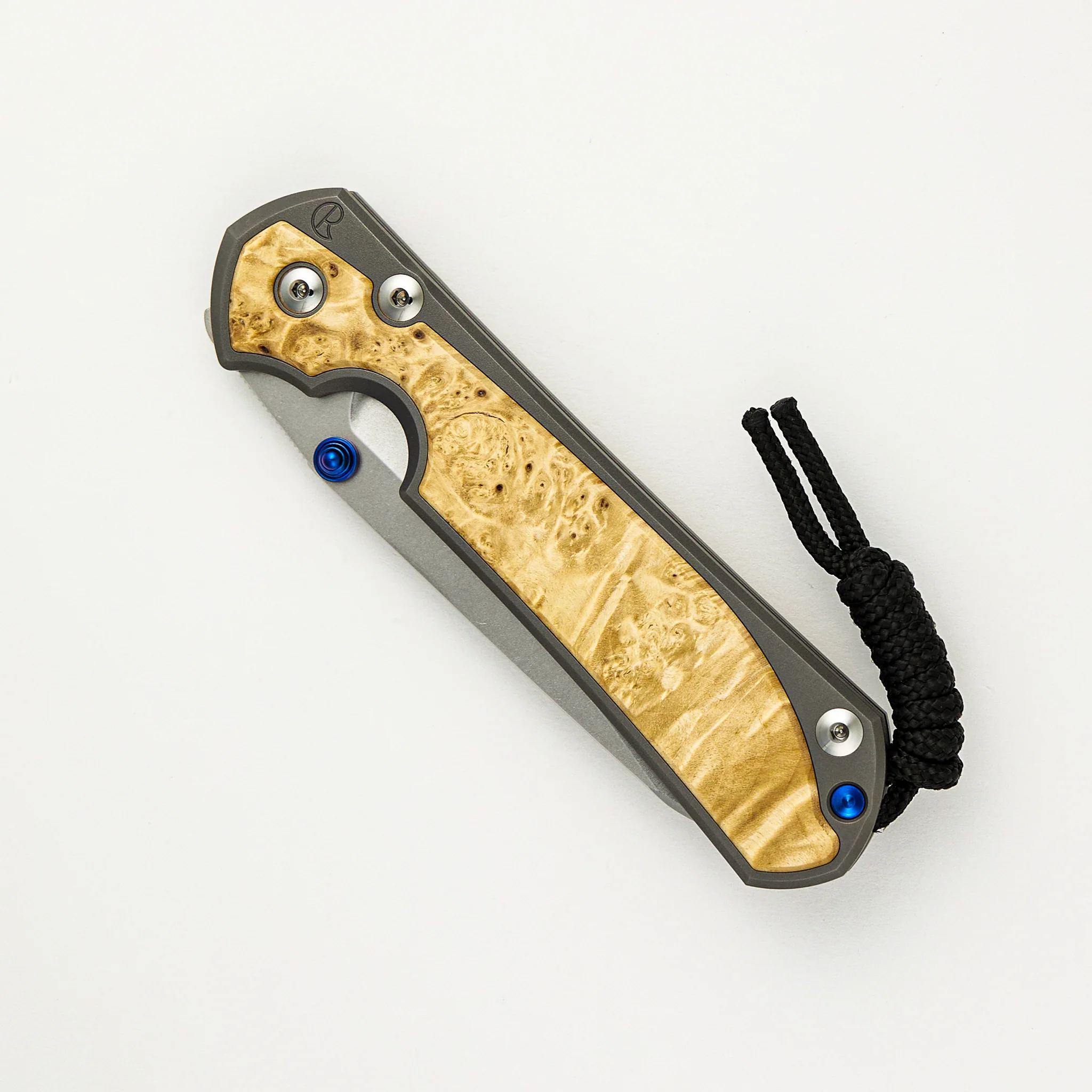 Large Sebenza 31 Box Elder Inlay - Insingo CPM MagnaCut Blade - Blue Double Thumb Lugs - Image 17